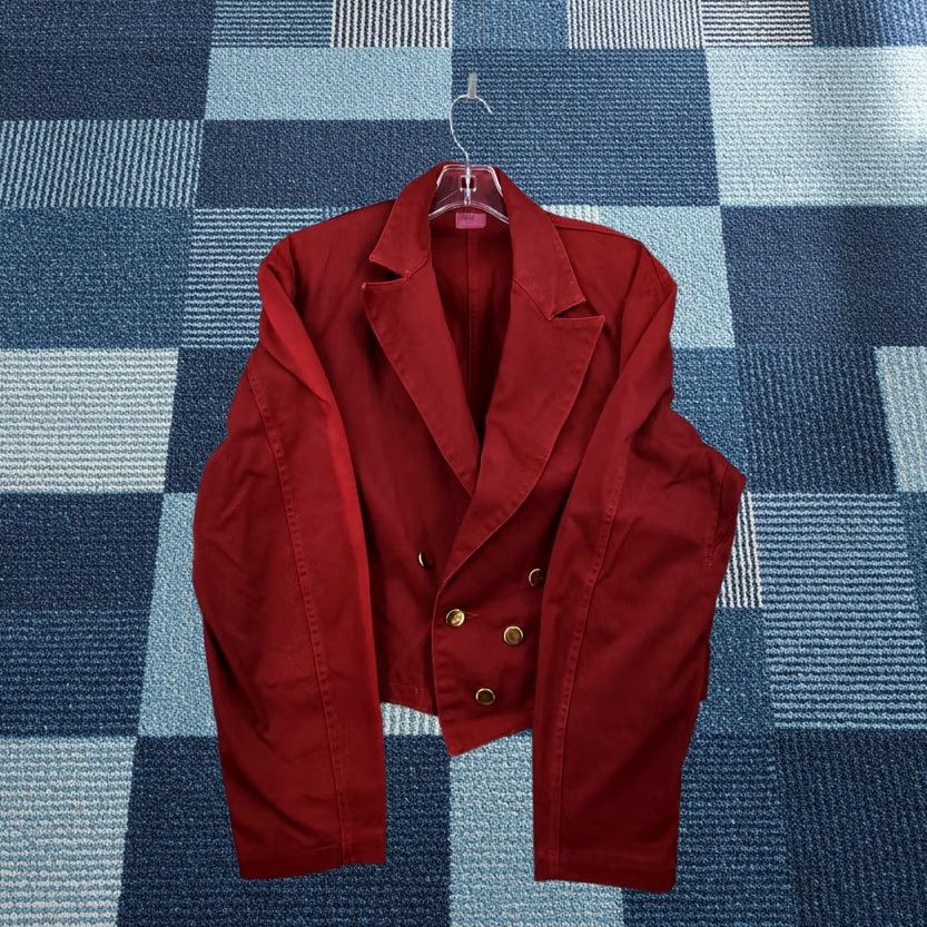 Vintage VINTAGE Shane Womens Red Cropped Suit Jacket Single Breasted Notched Formal Size 8 Size M / US 6-8 / IT 42-44 - 1 Thumbnail