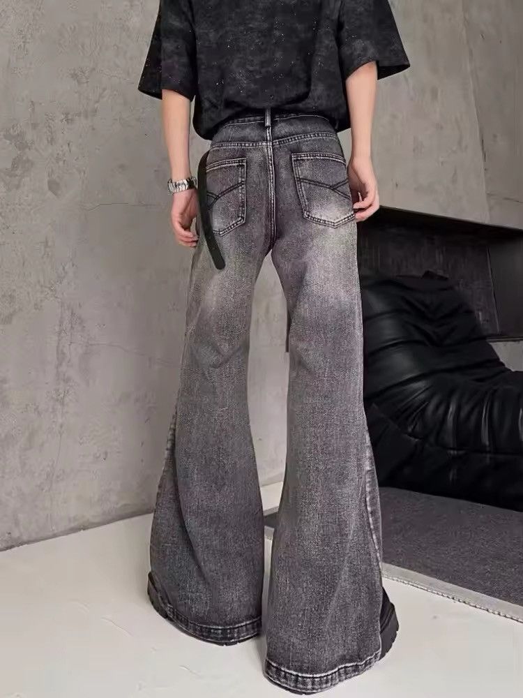 Japanese Brand × Vintage Streetwear Washed Grey Baggy Stacked Flare Jeans Size US 30 / EU 46 - 3 Thumbnail