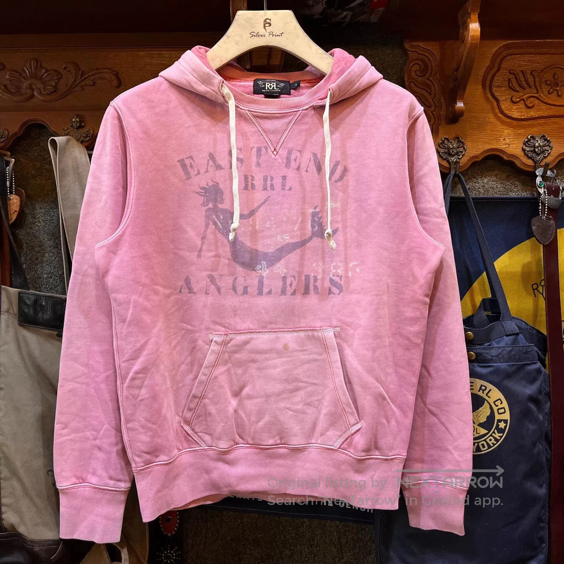 RRL Ralph Lauren vintage pink double RL hoodie with graphic. Size US S / EU 44-46 / 1 - 1 Thumbnail