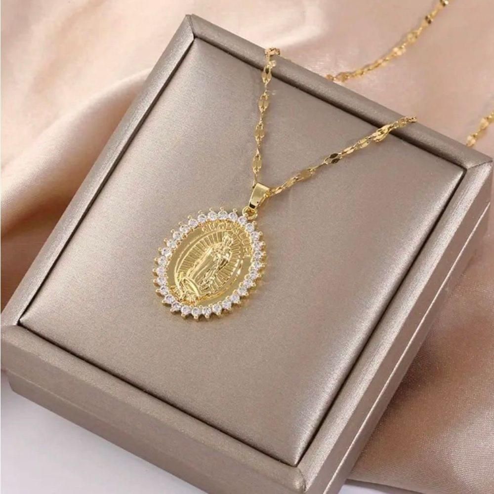 Other Virgin Mary Pendant Gold Necklace Womens Lady Of Guadalupe Size ONE SIZE - 2 Thumbnail
