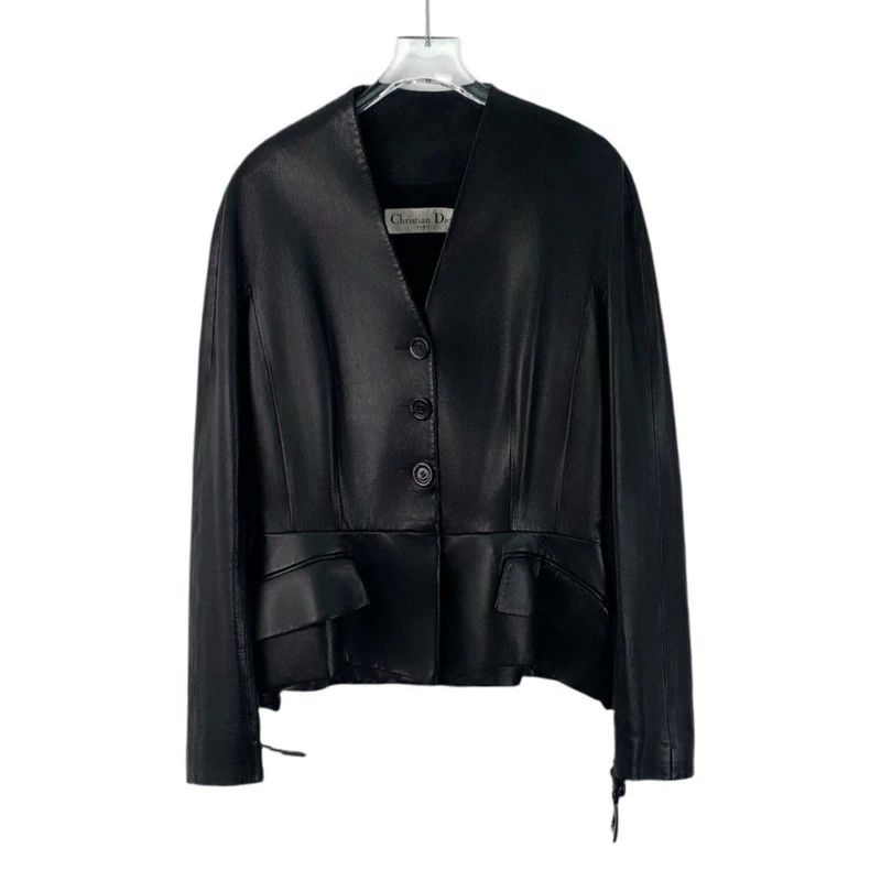 Dior Black cowhide single-breasted long-sleeved belt leathe