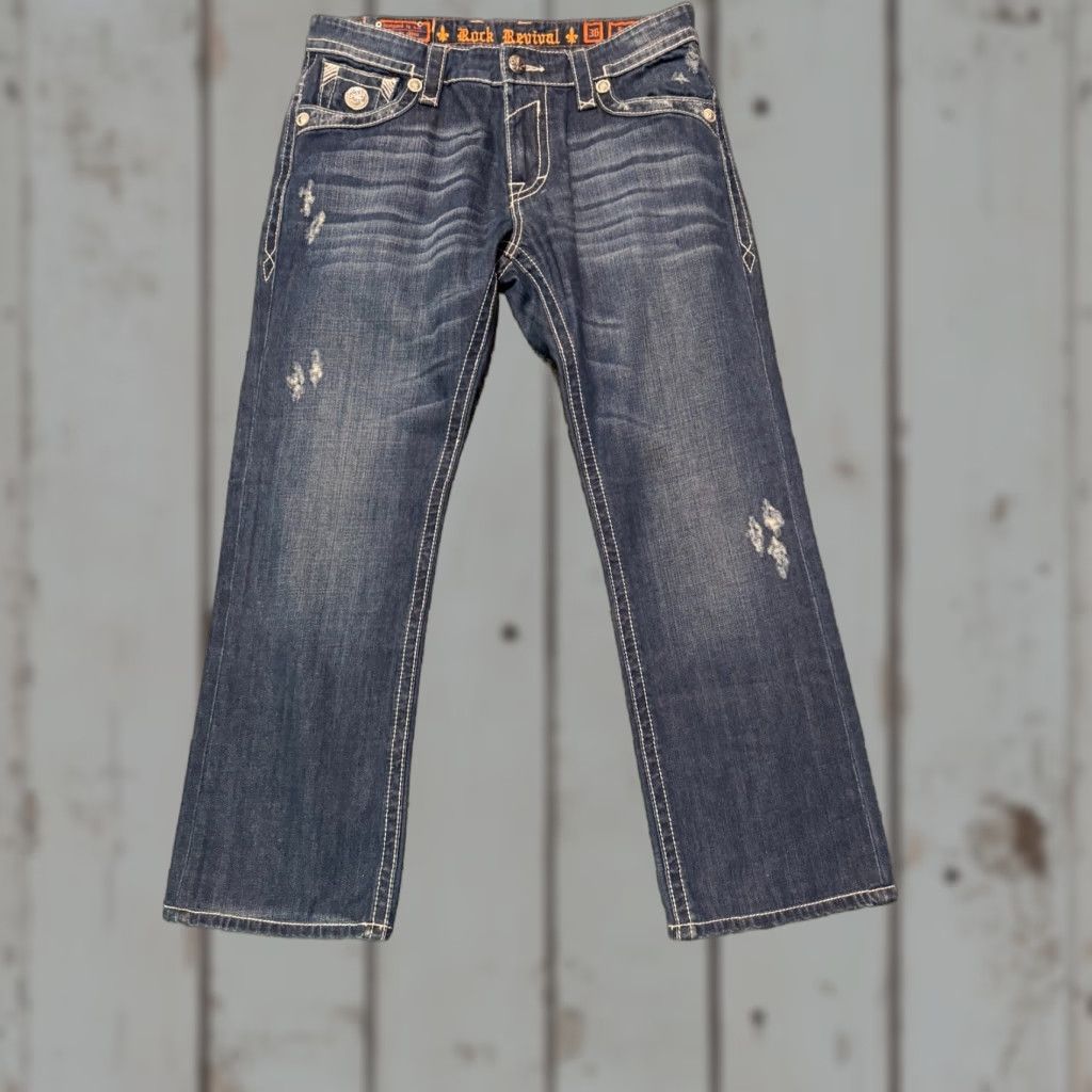 Vintage Rock Revival Jeans Blue Denim Kurt Straight Leg 36x31 Mens Regular 5-Pocket Denim Blue Jeans Rock Revival Size US 36 / EU 52 - 1 Thumbnail