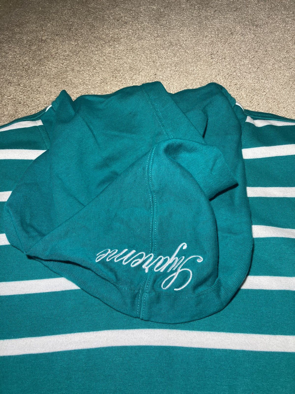 Supreme SS09 Supreme Striped Snap Placket Pullover Green 2009 Hoody Size US M / EU 48-50 / 2 - 6 Thumbnail