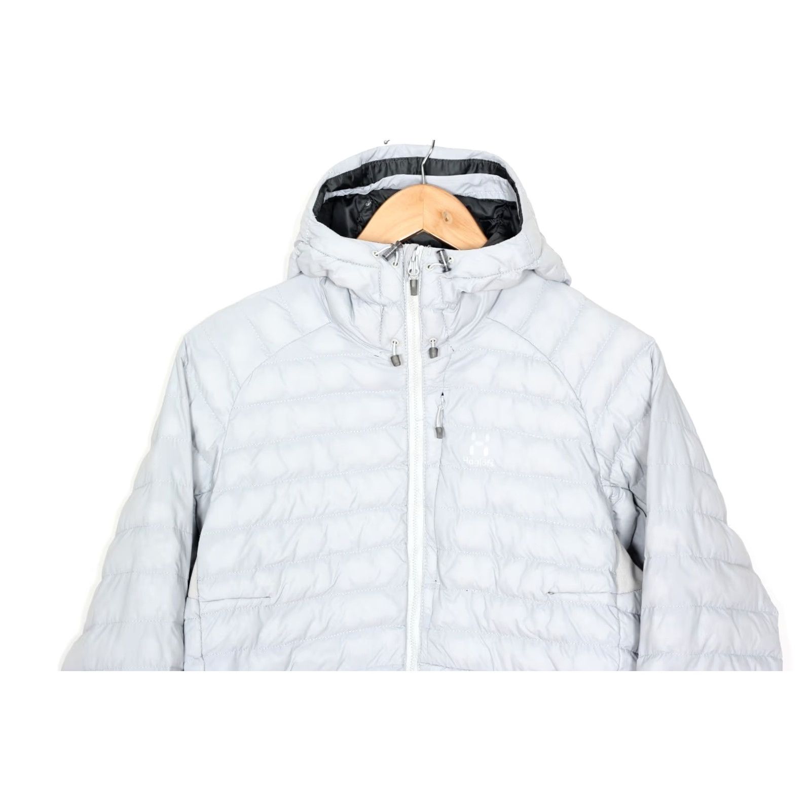 Vintage Haglöfs Essens Mimic Hooded Lightweight Jacket Women M Grey Hiking, Casual, Travel, Quilted, All Seasons Mens Womens Bags & Accessories Size M / US 6-8 / IT 42-44 - 2 Thumbnail