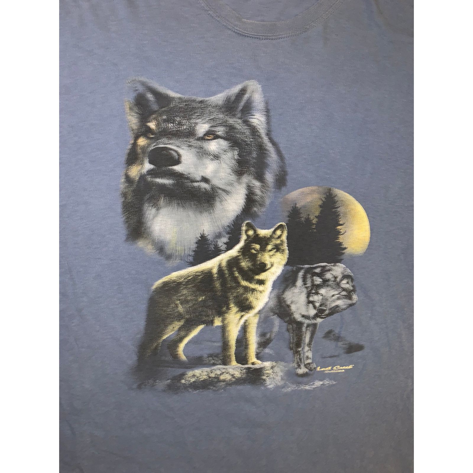 Gildan Y2K Wolf Moon T Shirt Blue 2XL Gildan Nature Wildlife Size US XXL / EU 58 / 5 - 1 Thumbnail