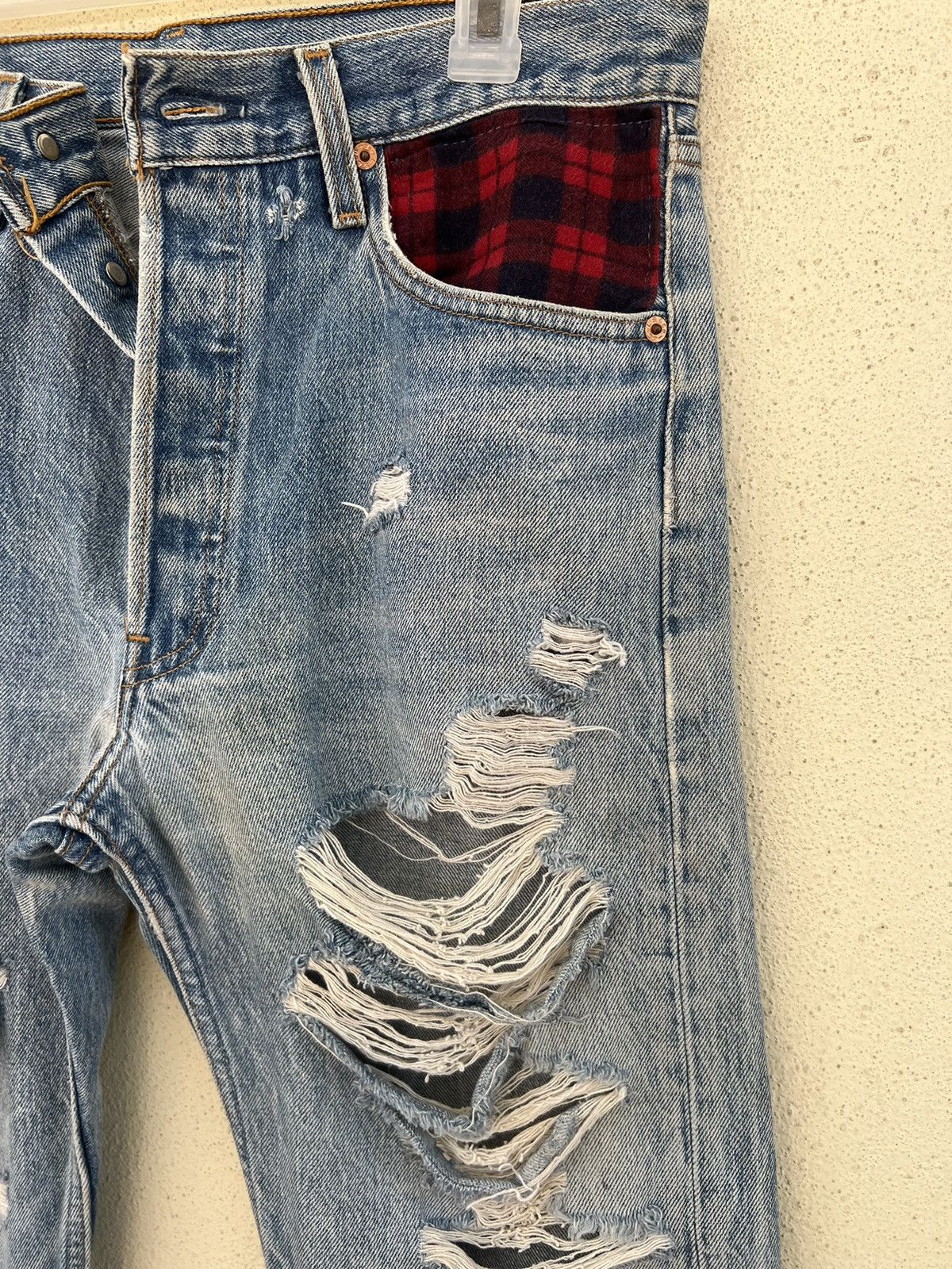 Levi's Vintage Levi's 501 Jeans Ripped Distressed Patchwork Denim Size US 33 - 11 Thumbnail