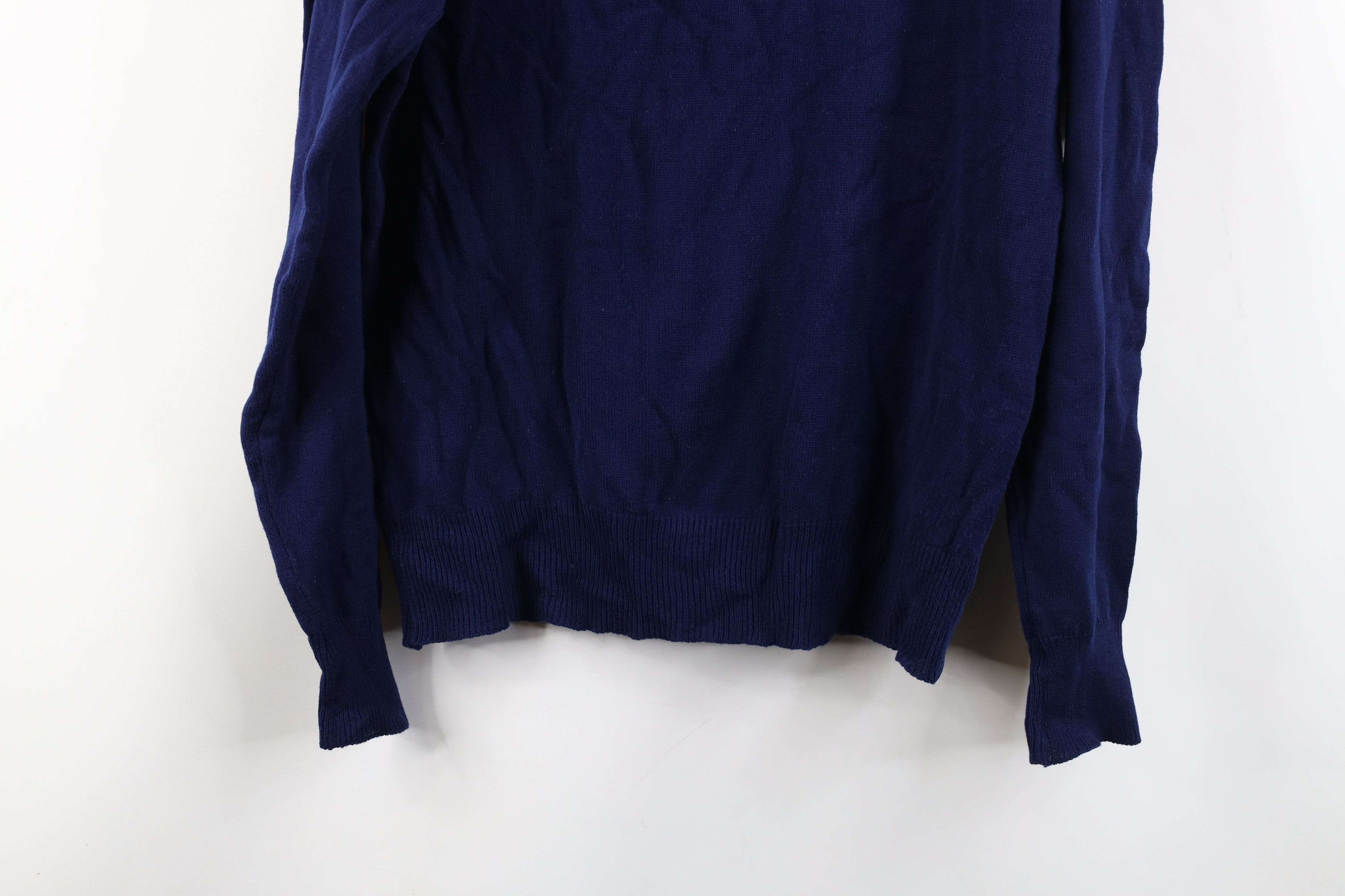 Vintage Vintage 70s Streetwear Cable Knit Collared Sweater Navy Blue Size US L / EU 52-54 / 3 - 11 Thumbnail