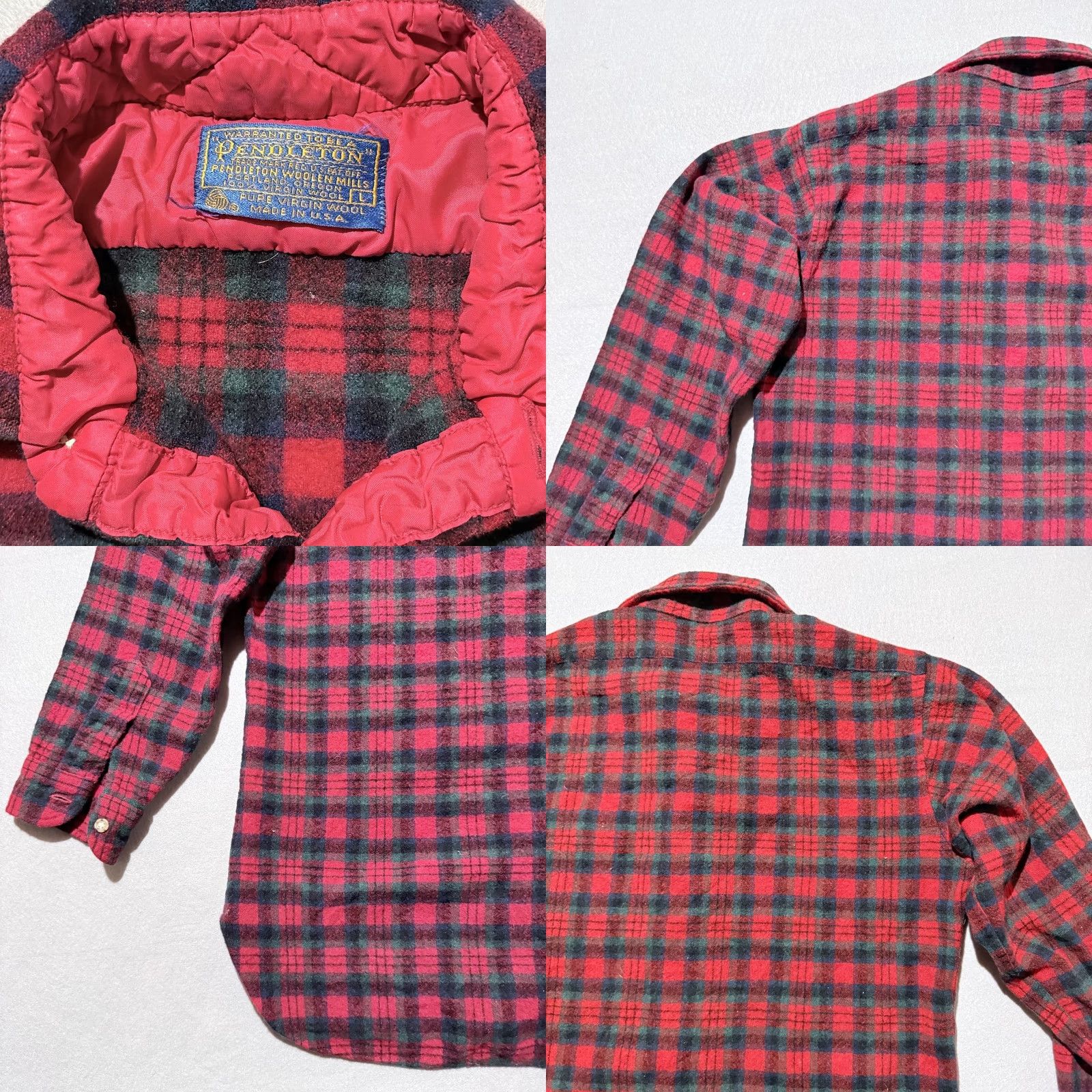 Pendleton VINTAGE Pendleton Shirt Men Wool Flannel Plaid Green Red USA Made Large Size US L / EU 52-54 / 3 - 8 Thumbnail