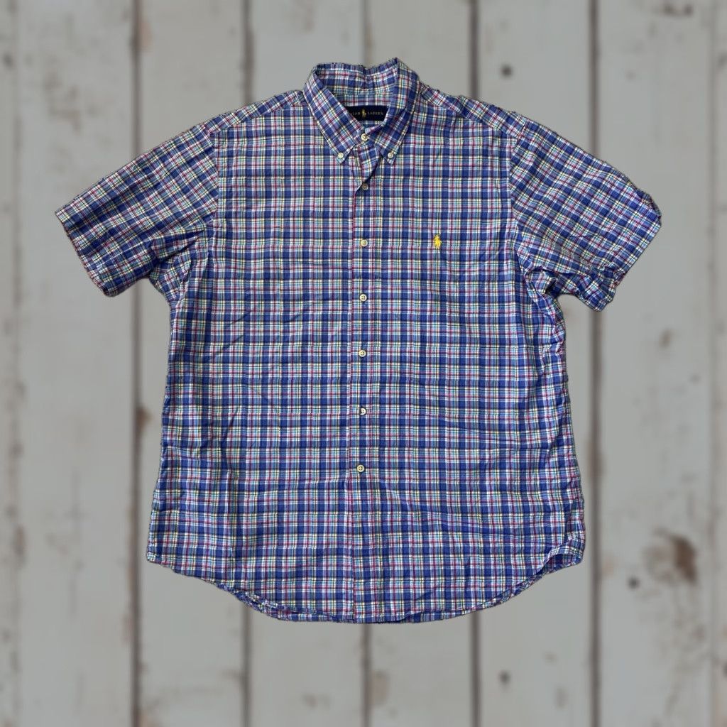 Polo Ralph Lauren Polo Ralph Lauren Shirt Men XL Blue Plaid Button-Up Oxford Cloth Classic Fit Size US XL / EU 56 / 4 - 1 Thumbnail