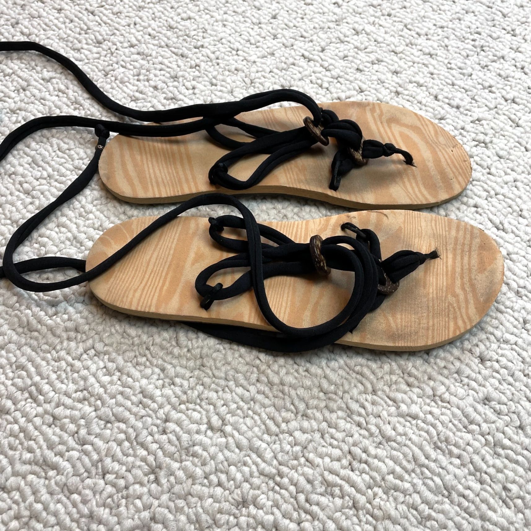 Vintage Unbranded Sandals Womens 8.5 Brown Strappy Faux Leather Comfort Flat Slip On Beach Size US 8.5 / IT 38.5 - 7 Thumbnail
