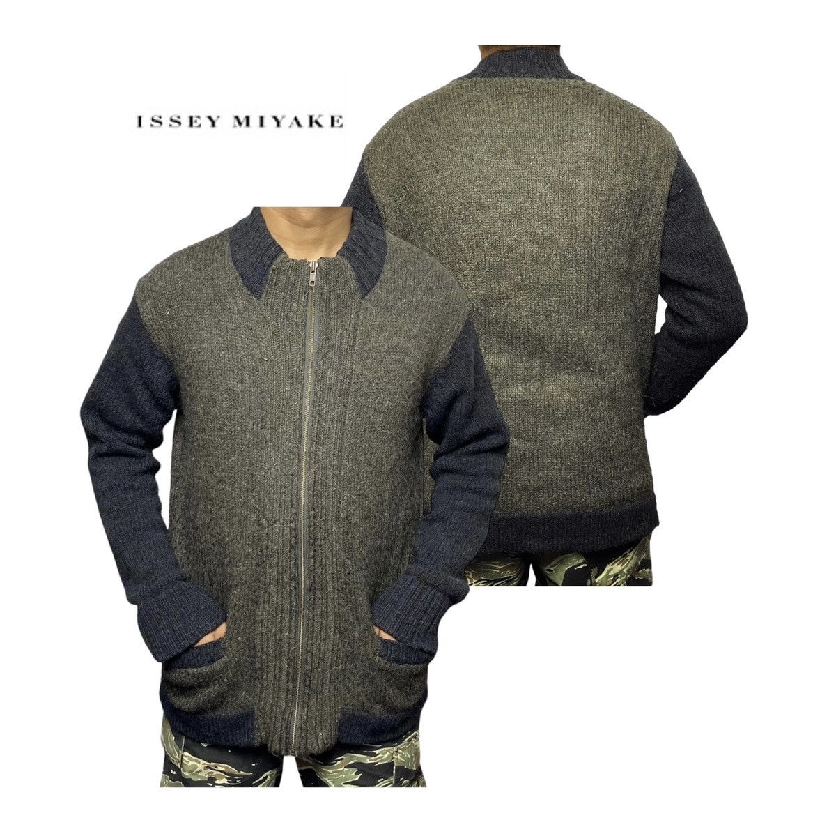 Issey Miyake Issey Miyake Tow Tones Knitted Full Zip Sweater Size US M / EU 48-50 / 2 - 1 Thumbnail