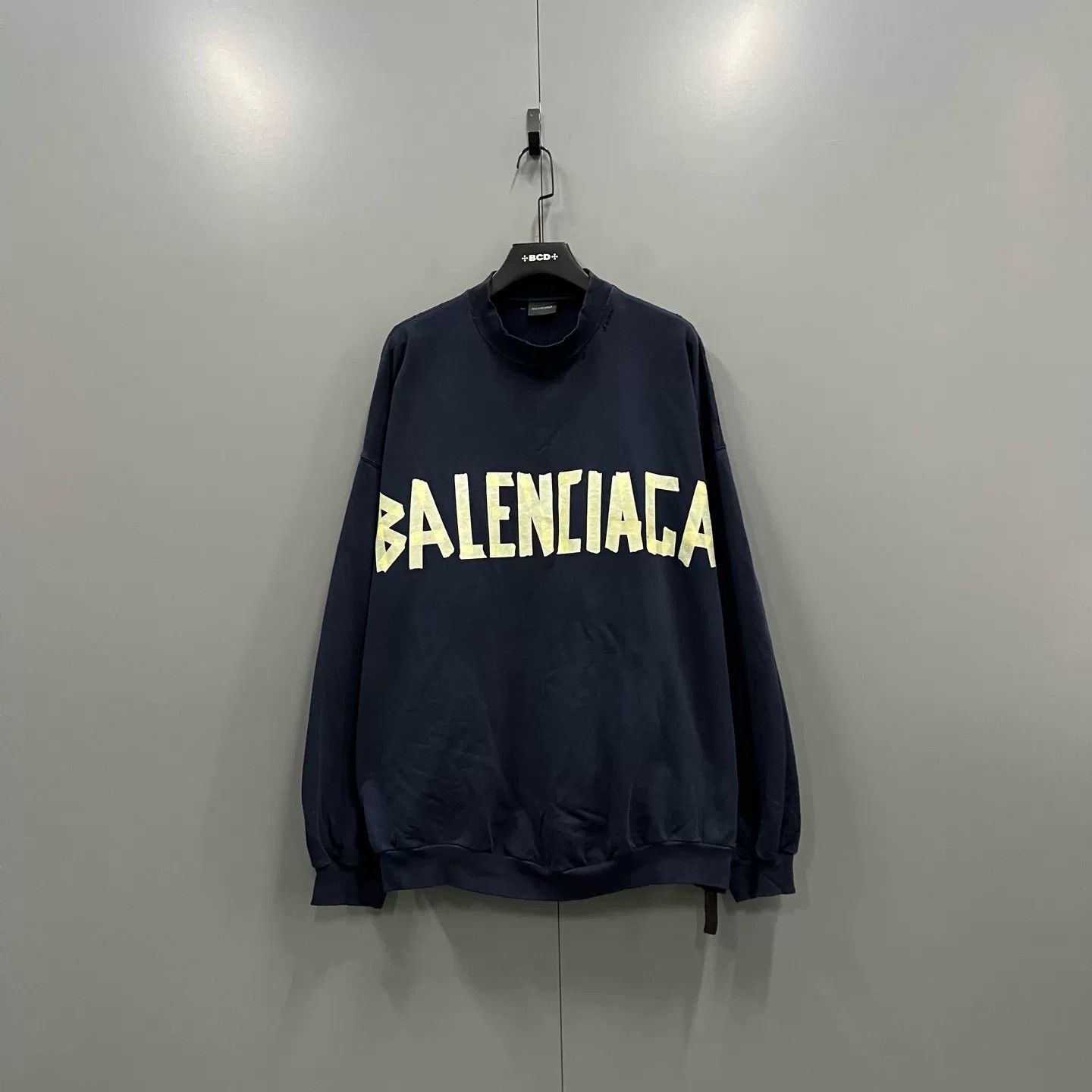 Balenciaga Balenciaga Distressed Tape Logo Crewneck Sweatshirt Size US L / EU 52-54 / 3 - 1 Thumbnail