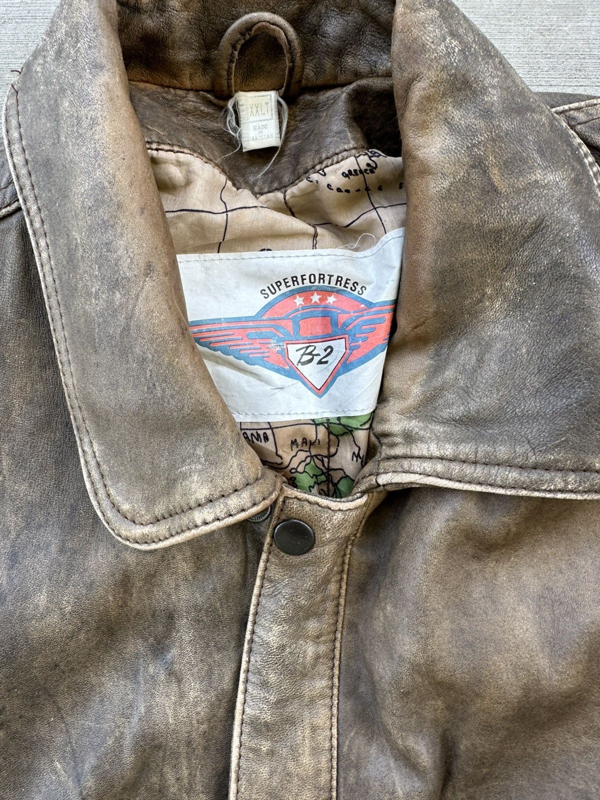 Leather SUPERFORTRESS B-2 BROWN LEATHER JACKET LARGE Size US L / EU 52-54 / 3 - 3 Thumbnail