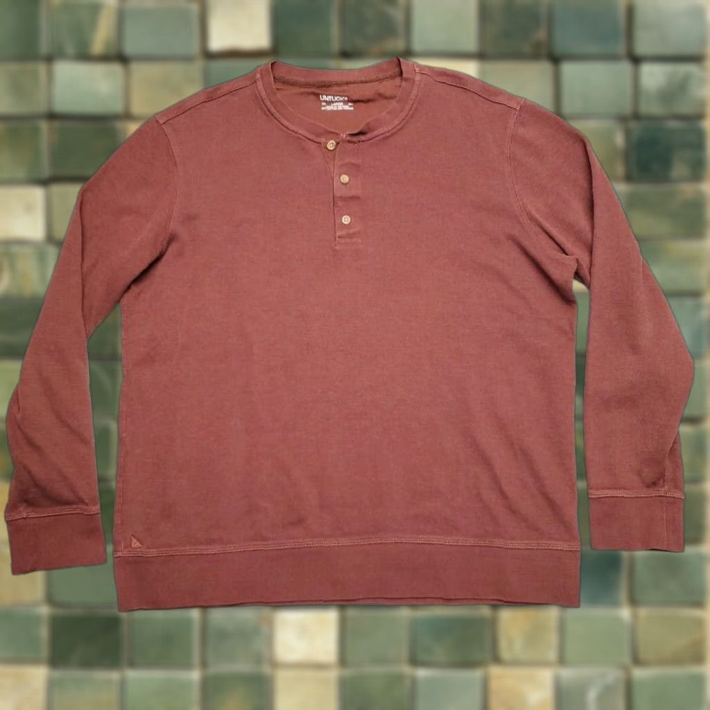 UNTUCKit UNTUCKit Mens L Brown Vanerosa Henley Long Sleeve Viscose Blend Pullover Shirt Size US L / EU 52-54 / 3 - 1 Thumbnail