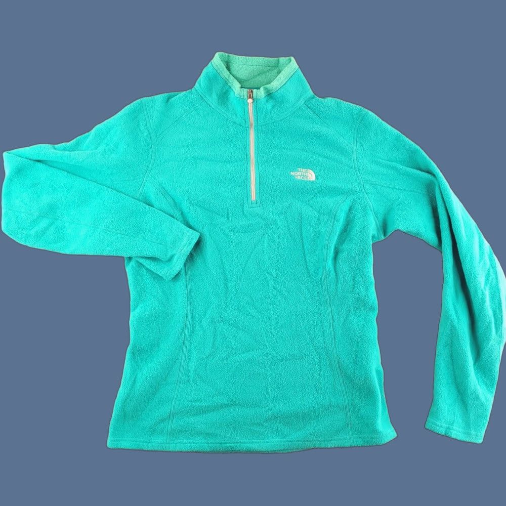 The North Face The North Face Sweater Womens Medium Green Blue Fleece Quarter Zip Polyester Size M / US 6-8 / IT 42-44 - 1 Thumbnail