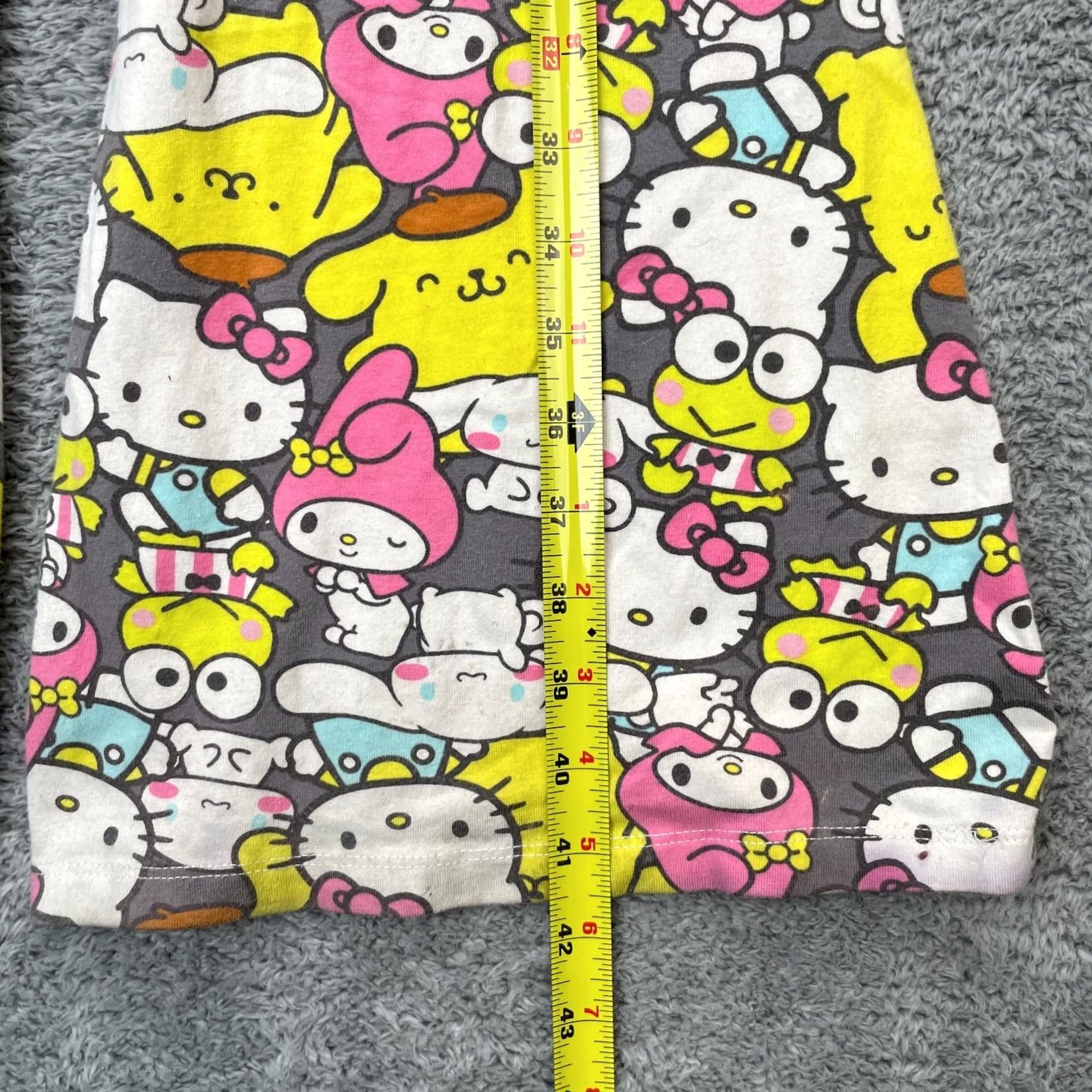 Vintage Hello Kitty Pants Womens 26 Yellow Sanrio Graphic Flared Bell Leg Stretch Anime Size 26" / US 2 / IT 38 - 5 Thumbnail