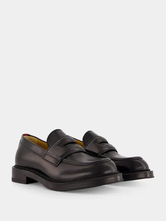Gucci o1mt1gz0925 Men's Loafers With Web in Black Size US 8 / EU 41 - 3 Thumbnail