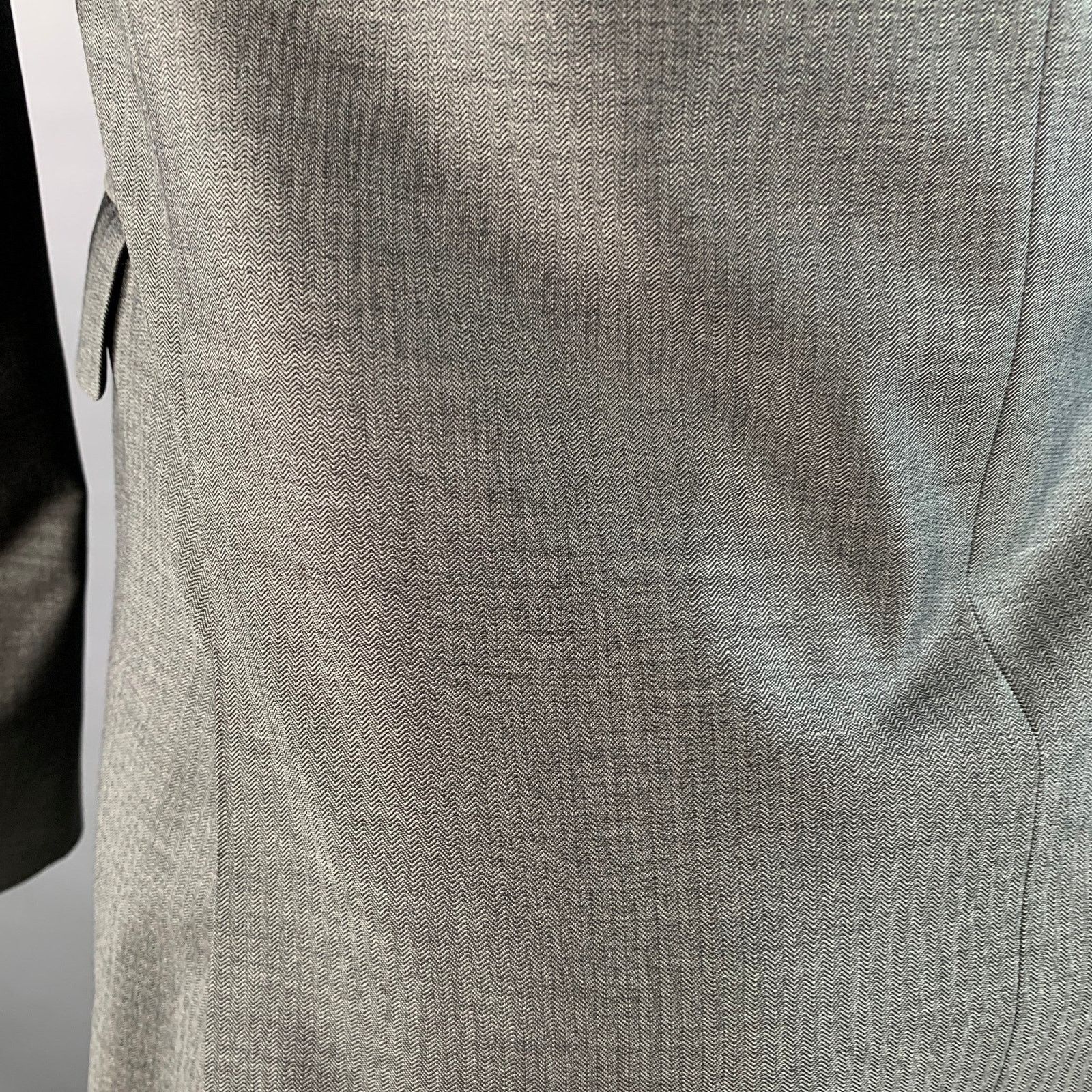 Givenchy Grey Virgin Wool Silk Herringbone Notch Lapel Sport Coat Size 36R - 6 Thumbnail