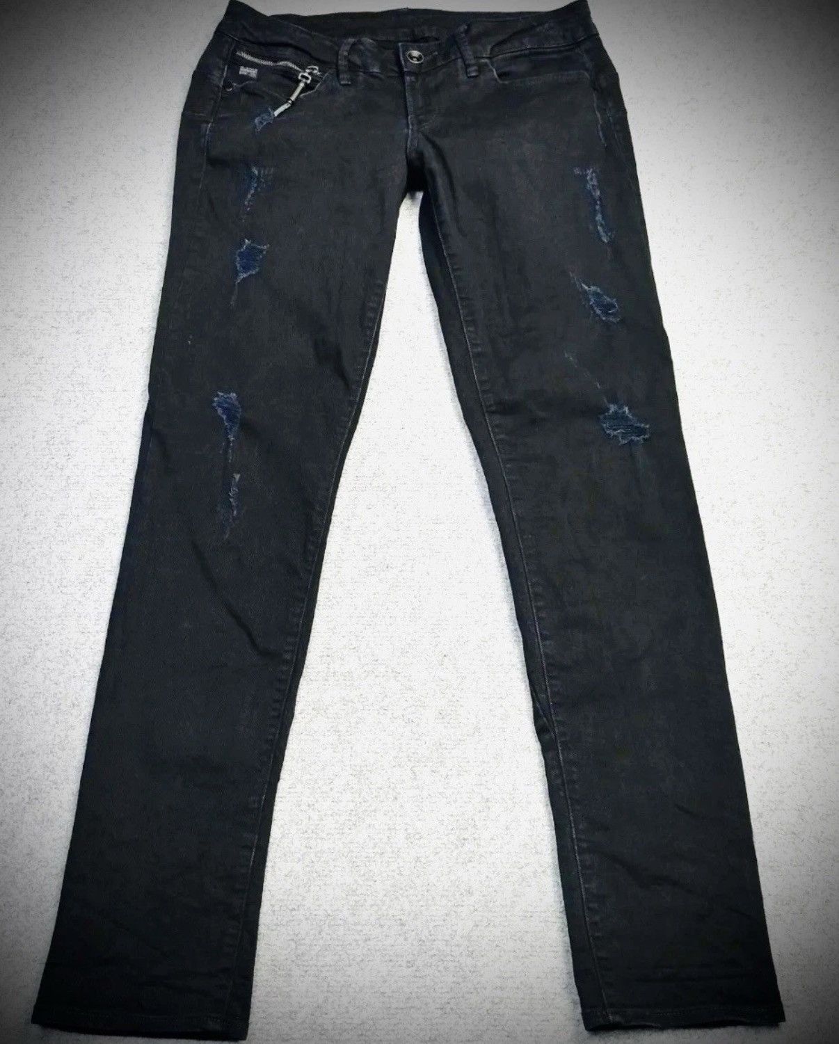 G-Star × Pharrell G-Star Raw Midge Sculpted LW Skinny Biker Jeans Blue & Black Size 31" - 1 Thumbnail