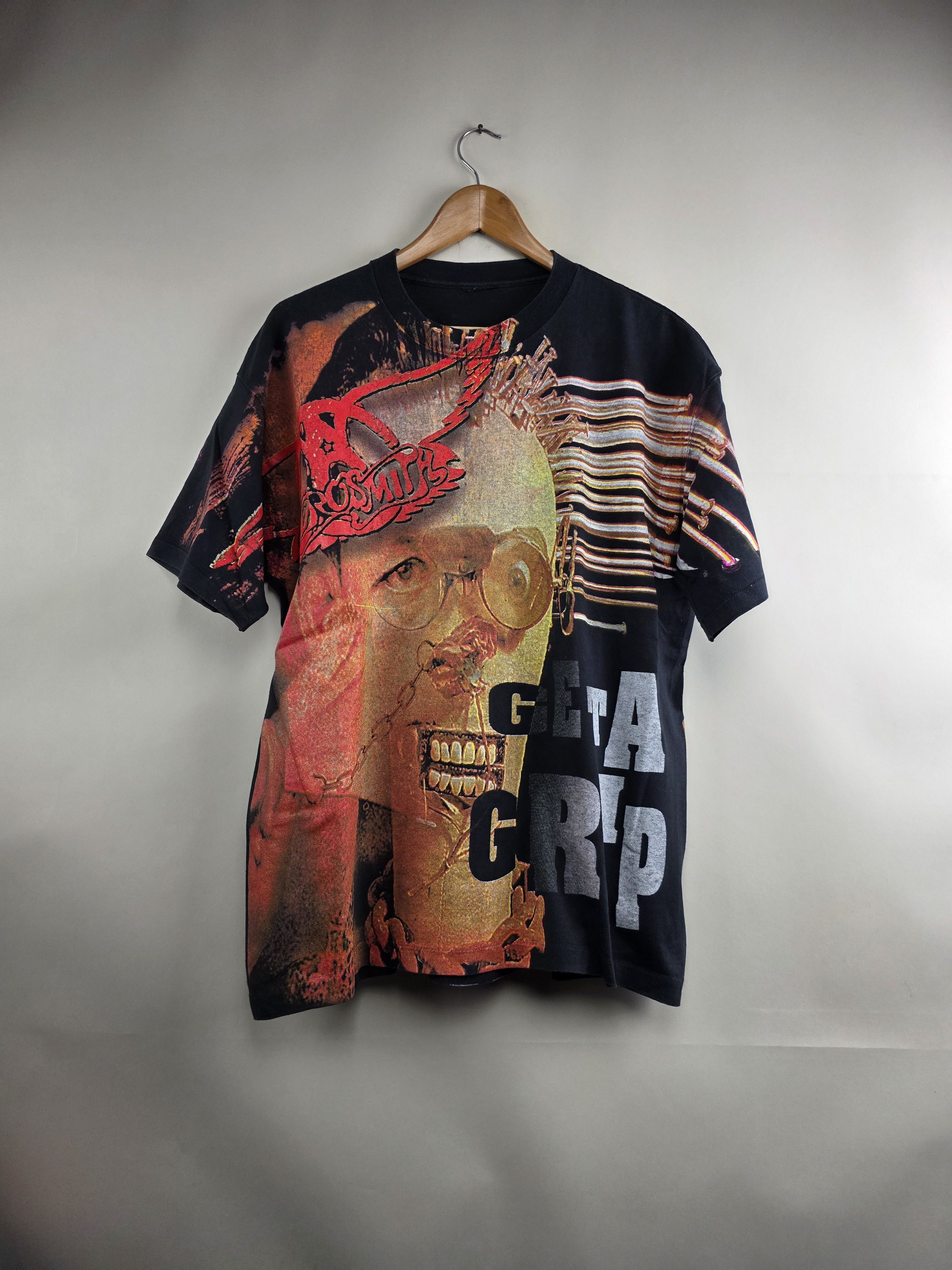Aerosmith × Band Tees × Vintage 90s Aerosmith Get a grip All over print XL 23" 29" Size US XL / EU 56 / 4 - 1 Thumbnail