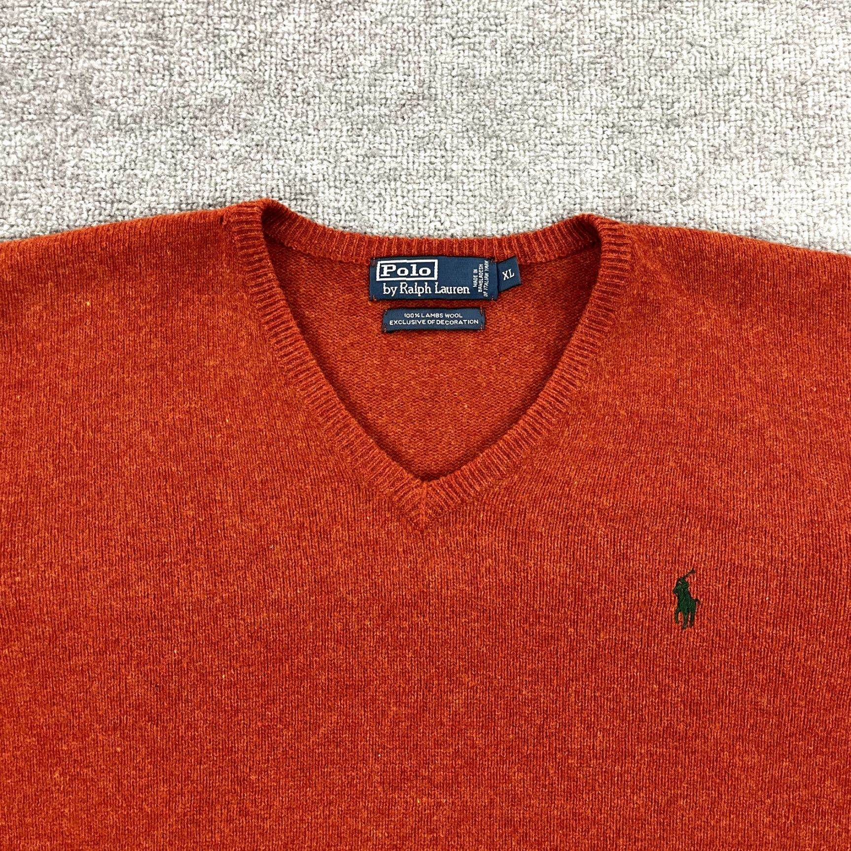 Polo Ralph Lauren Polo Ralph Lauren Sweater Men's XL Lambswool Burnt Orange V-Neck Pullover Size US XL / EU 56 / 4 - 2 Thumbnail