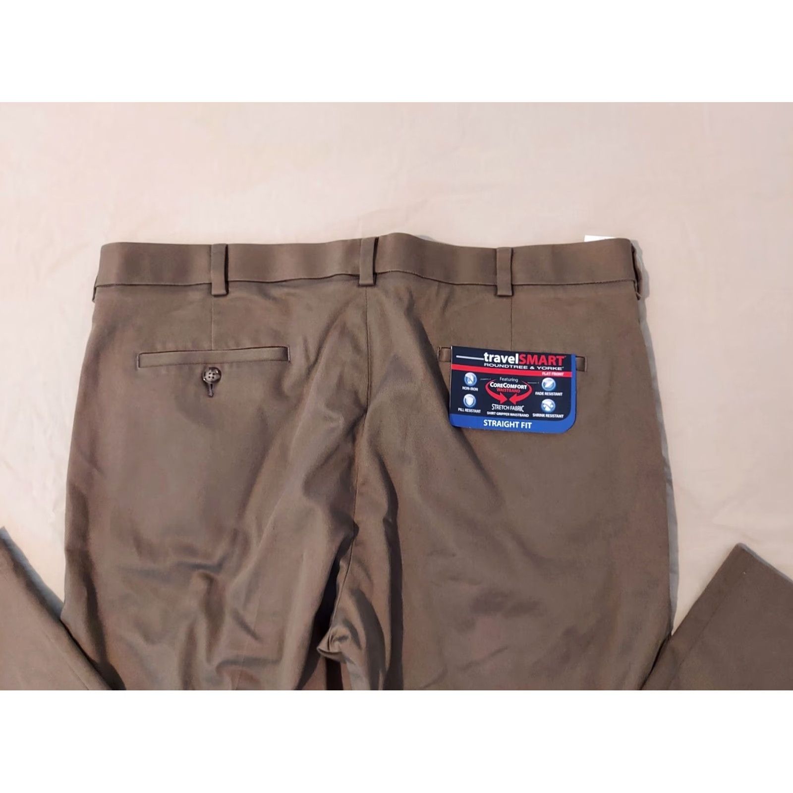 Roundtree & Yorke VINTAGE Mens New Roundtree & Yorke Khaki Dress Pants 40x29 Cotton Slack Chino Trouser Size US 40 / EU 56 - 2 Thumbnail