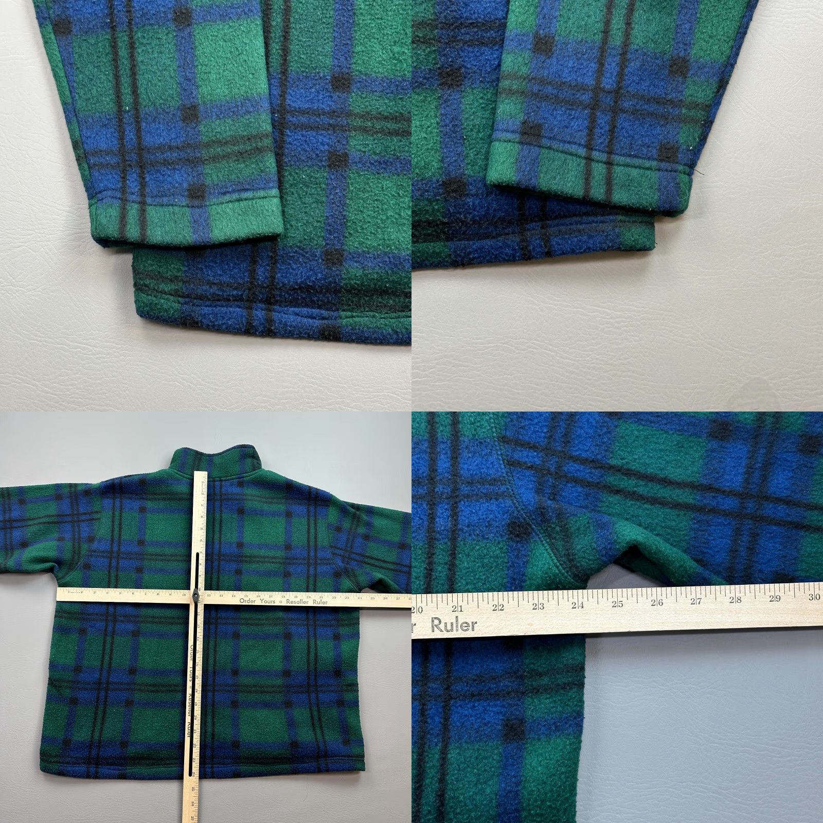 Bugle Boy VINTAGE Bugle Boy Snow Fleece Jacket Mens M Plaid 1/4 Zip Fleece Pullover Green 90s Mens Size US M / EU 48-50 / 2 - 8 Thumbnail