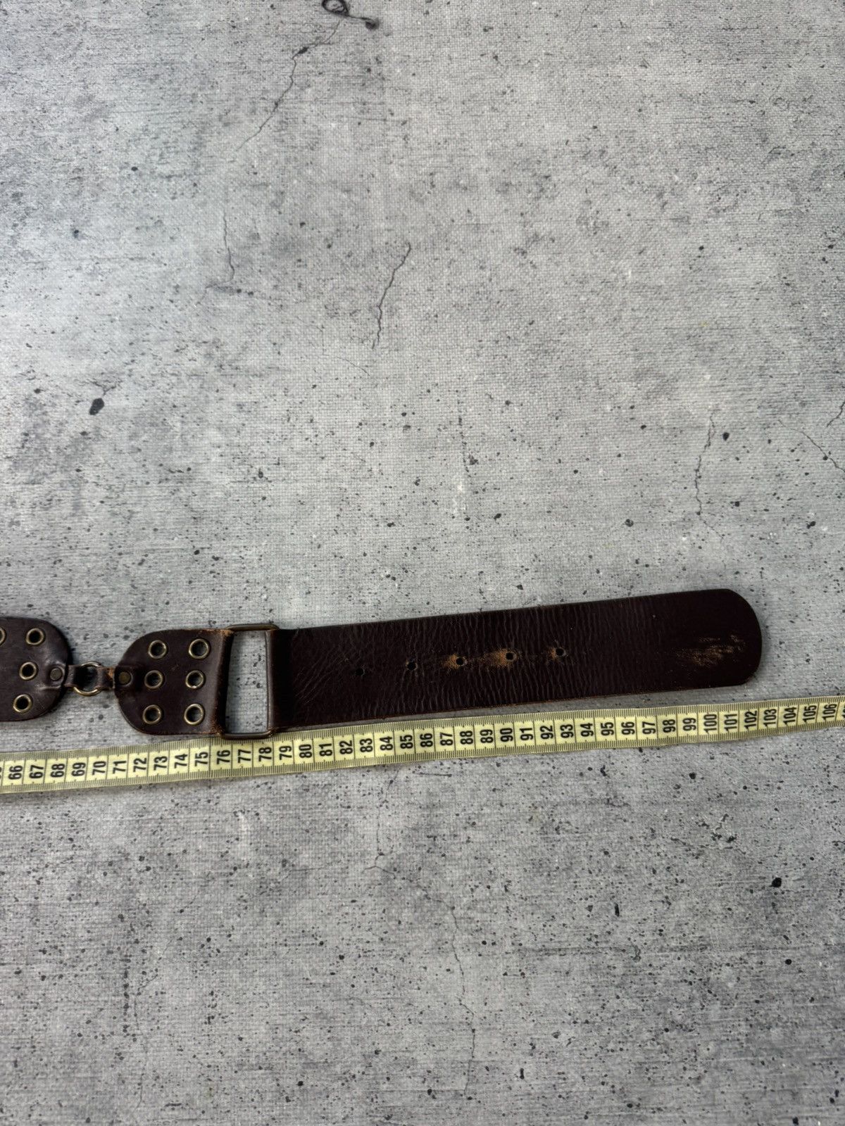 Genuine Leather Vintage Y2K Brown Leather Grommet Utility Belt Multi-Panel Size ONE SIZE - 4 Thumbnail