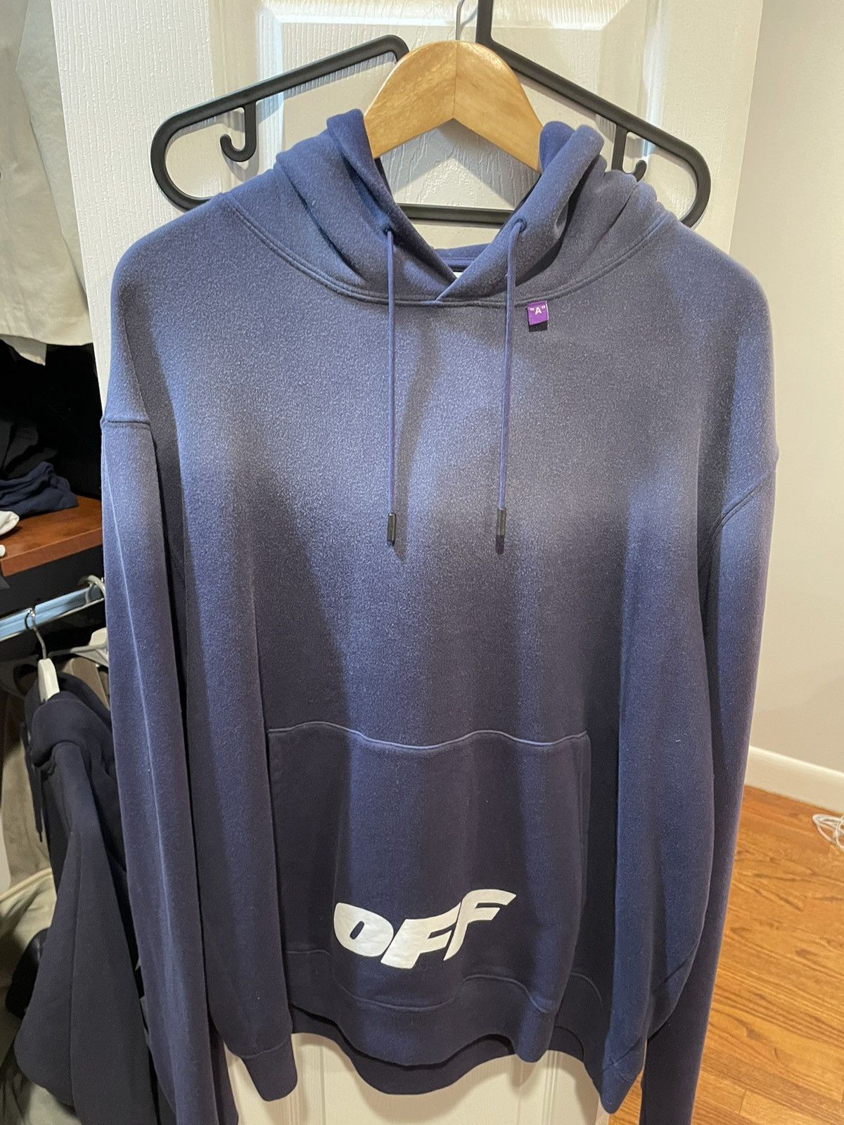 image of Off White Off-White Navy Hoodie, Men's (Size 2XL)