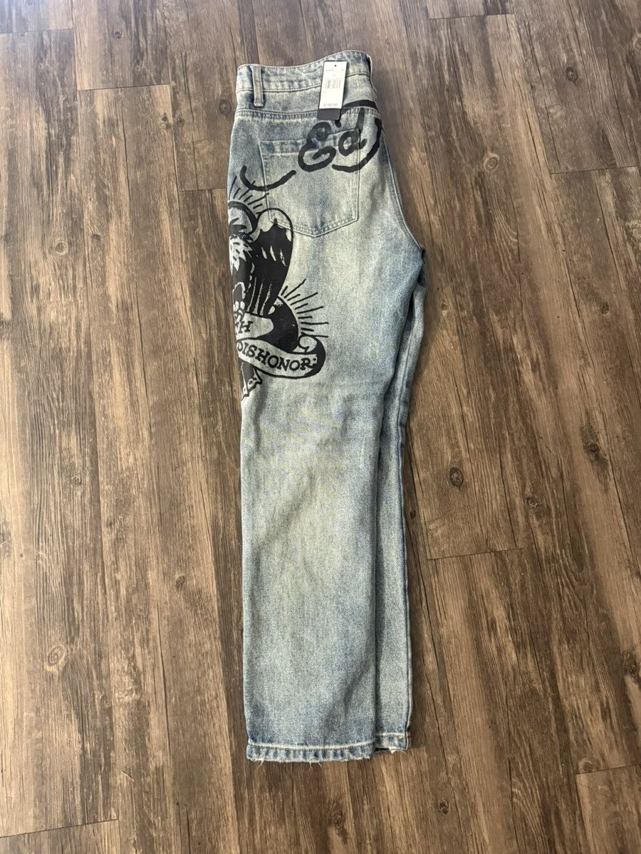 Ed Hardy Ed Hardy “Death Before Dishonor” + Eagle Straight Leg Pants Size US 32 / EU 48 - 1 Thumbnail