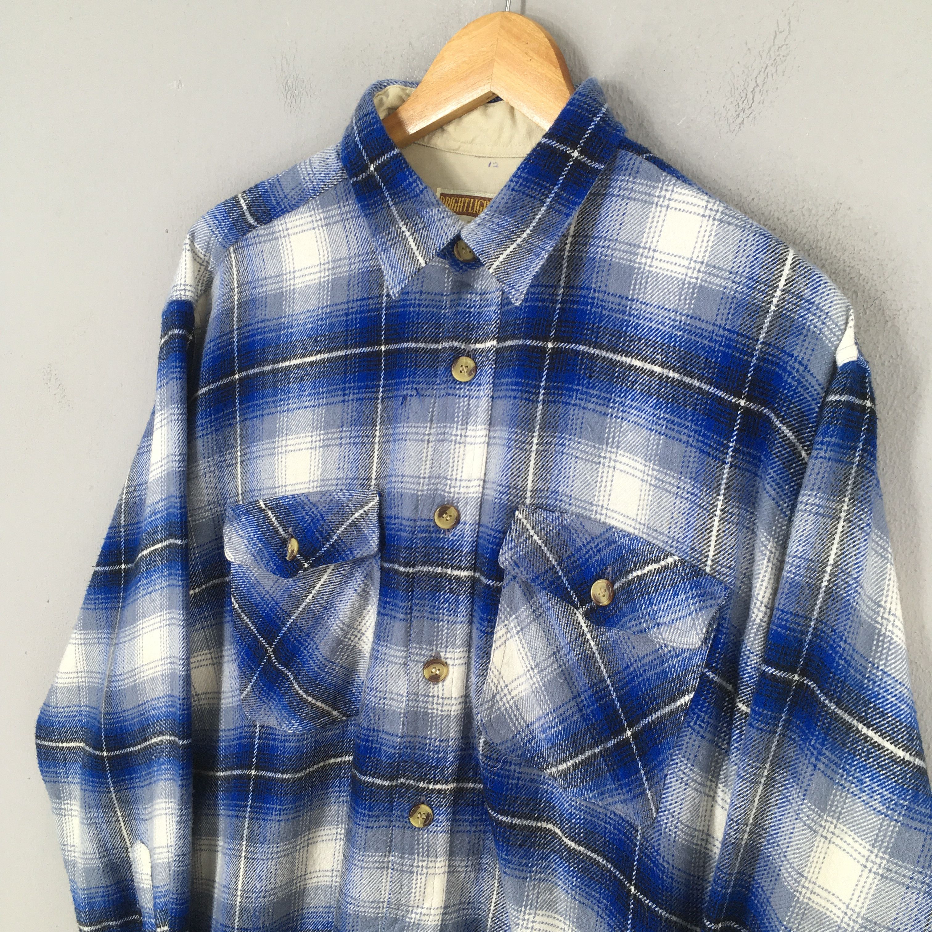 Vintage Vintage 80s Plaid Shadow Tartan Checkered Flannel Shirt Size US L / EU 52-54 / 3 - 3 Thumbnail