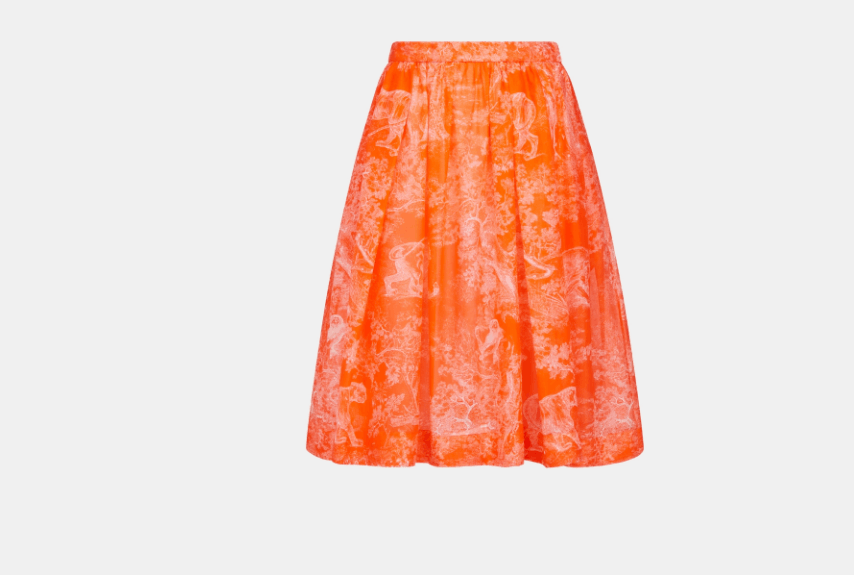 Dior o1w1db10525 241J90 Flared Skirt in Fluorescent Orange Size 25" / US 0 / IT 36 - 1 Thumbnail