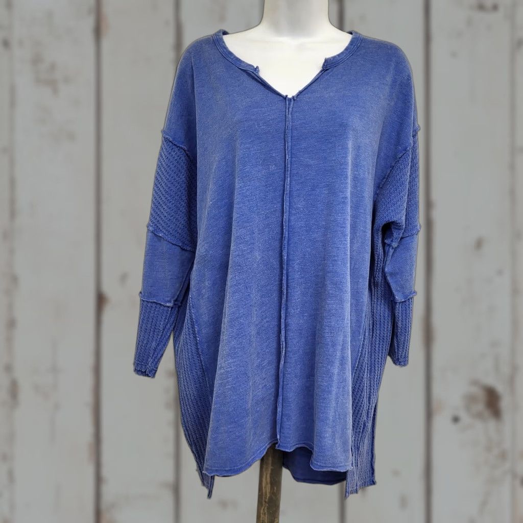 Olive Live ♡ Well Lifestyle Sweater Women's Large Blue Long Sleeve Pullover Soft Knit Fleece Tunic Size L / US 10 / IT 46 - 1 Thumbnail