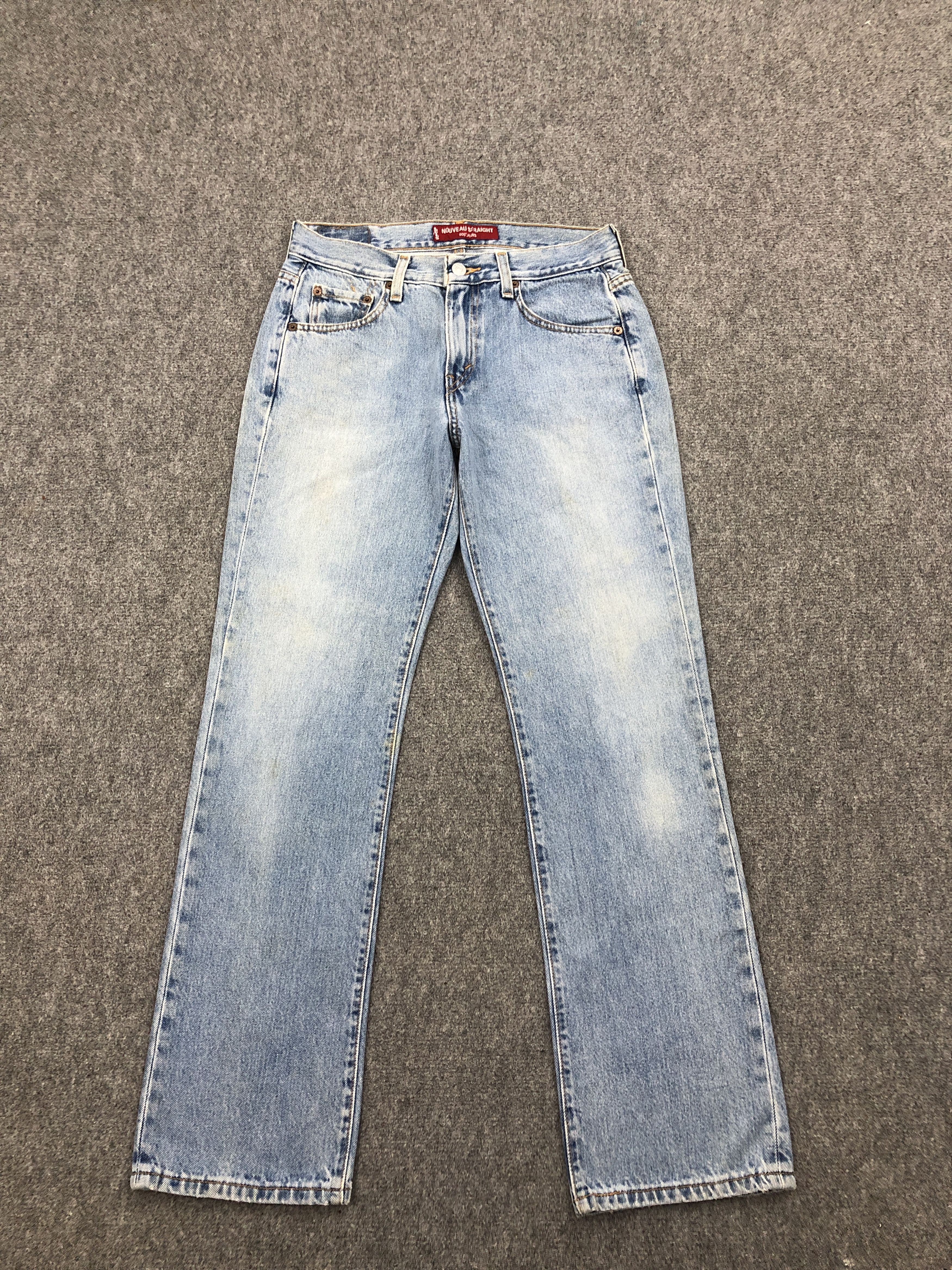 image of Faded Blue Vintage Levis 505 Noveau Straight Jeans in Blue Denim, Men's (Size 29)