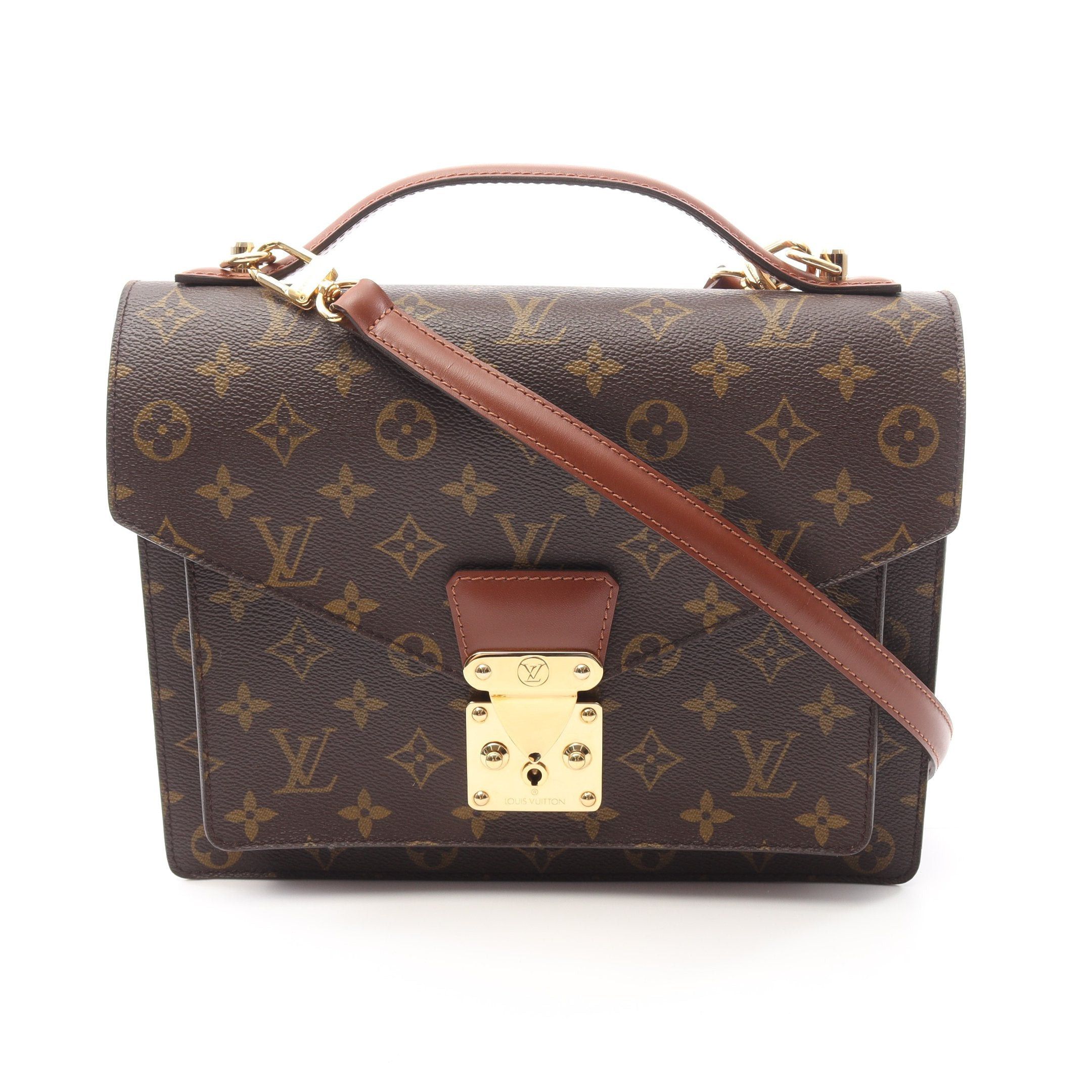Louis Vuitton Louis Vuitton Monceau Monogram Handbag Leather Brown Size ONE SIZE - 1 Thumbnail