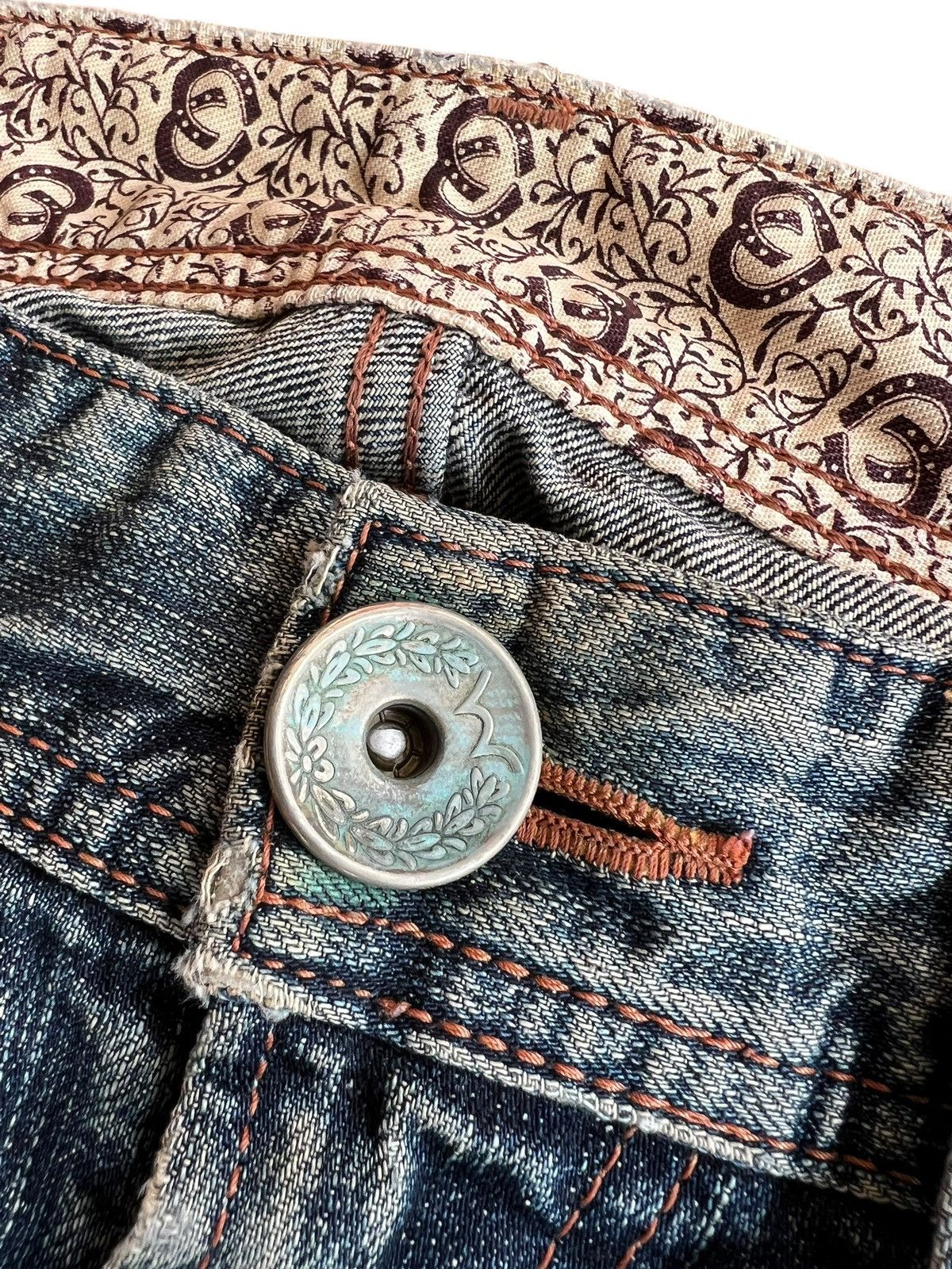 Edwin Vintage Flare Edwin 503 Blue Trip Clawmark Distress Jean Size US 33 - 10 Thumbnail