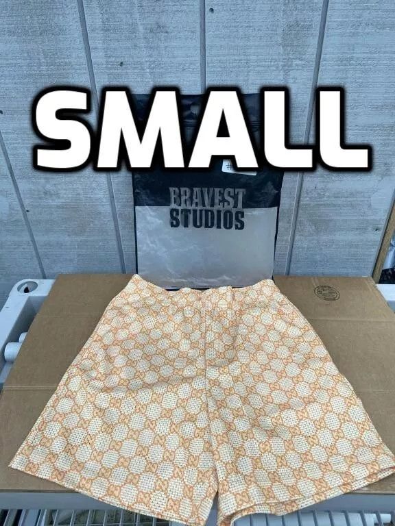 Bravest Studios ⚡️ Bravest Studios Orange GG Monogram Shorts S Small ⚡️ Size US 28 / EU 44 - 1 Thumbnail
