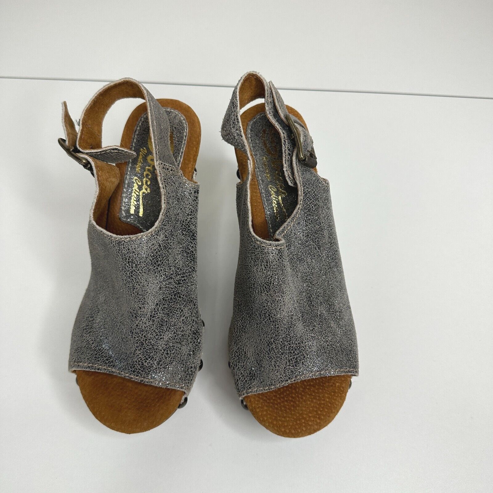 Other Sbicca Silver Leather Clunky Vintage Collection Open Toe 7 Size US 7 / IT 37 - 2 Thumbnail