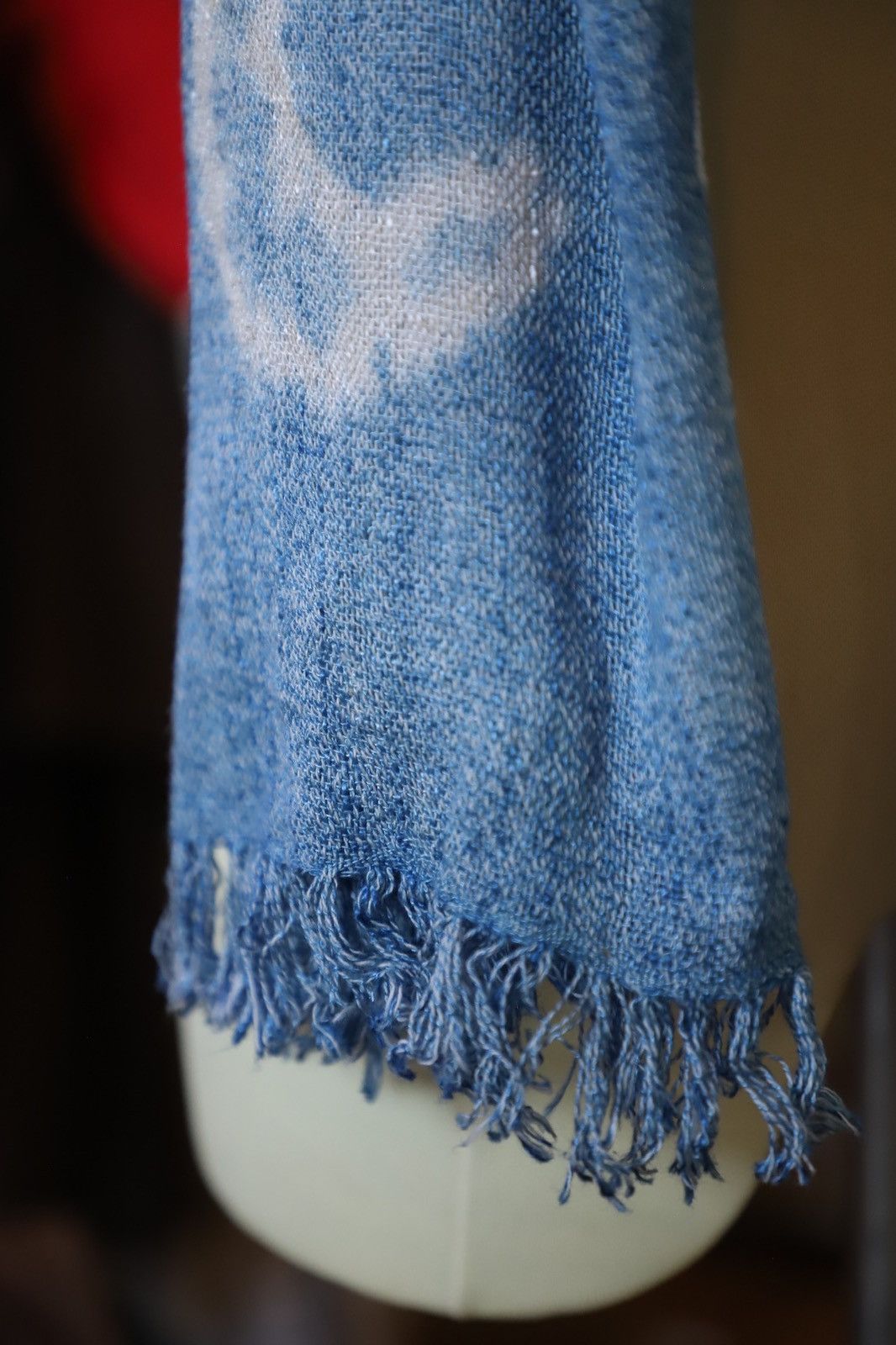 Japanese Brand Scarf Indigo dyeing, hand weaving natural cotton, long stole Size ONE SIZE - 4 Thumbnail
