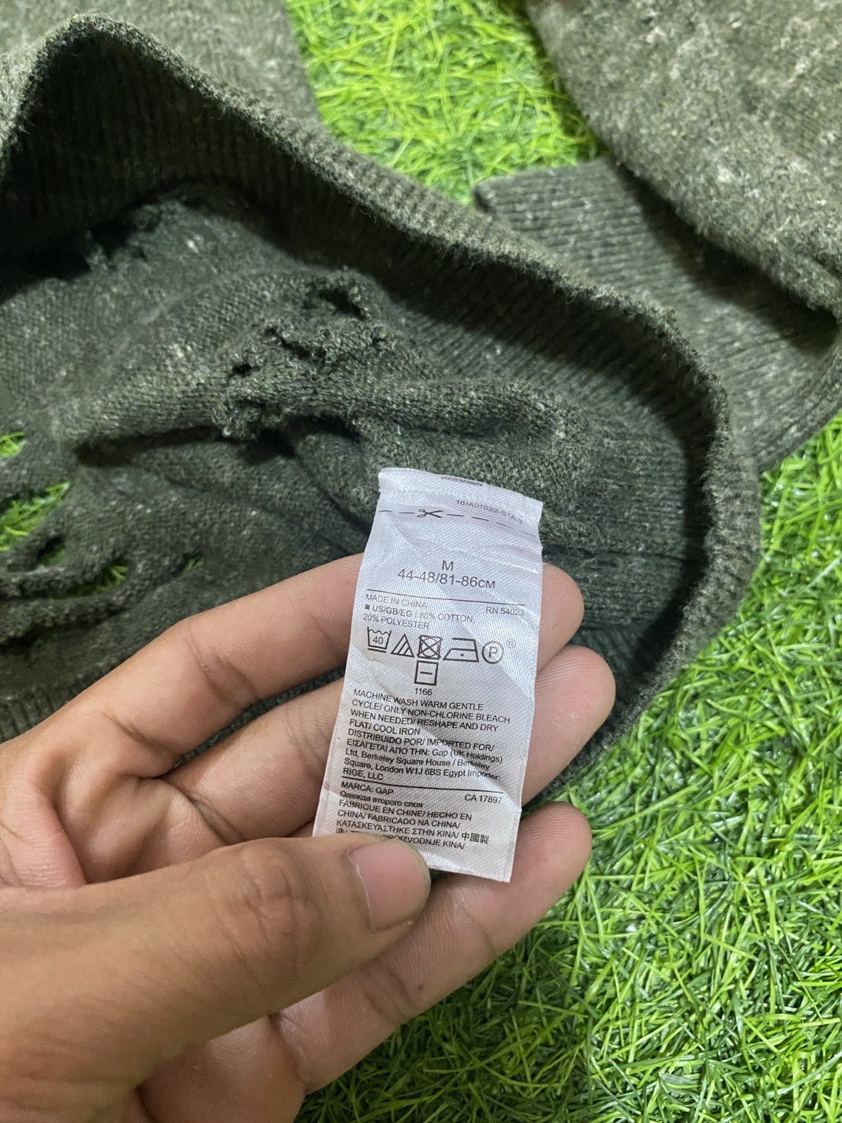 If Six Was Nine × Japanese Brand × Le Grande Bleu (L.G.B.) Gap knit Olive green Distressed punk Style Size US M / EU 48-50 / 2 - 9 Thumbnail