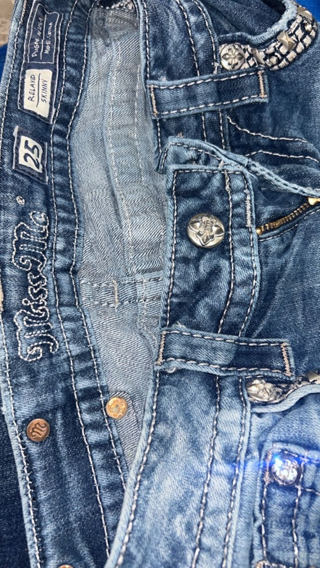 Miss Me Women's Miss Me Blue Skinny Jeans w Embellishments Size 25 Size 25" / US 0 / IT 36 - 5 Thumbnail