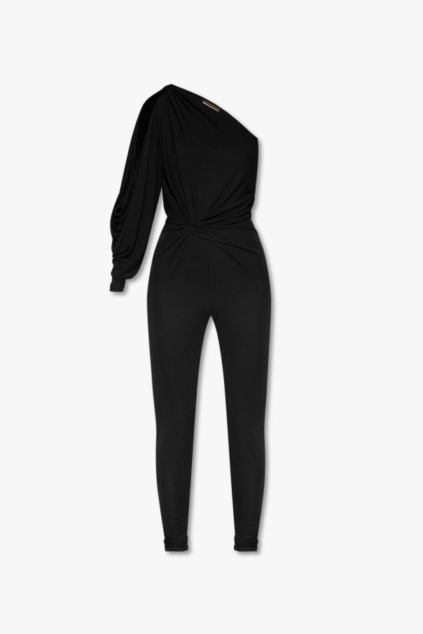 Saint Laurent Paris o1s1wg111124 Combinaison Jersey Jumpsuit in Fluide Noir Size L / US 10 / IT 46 - 1 Thumbnail