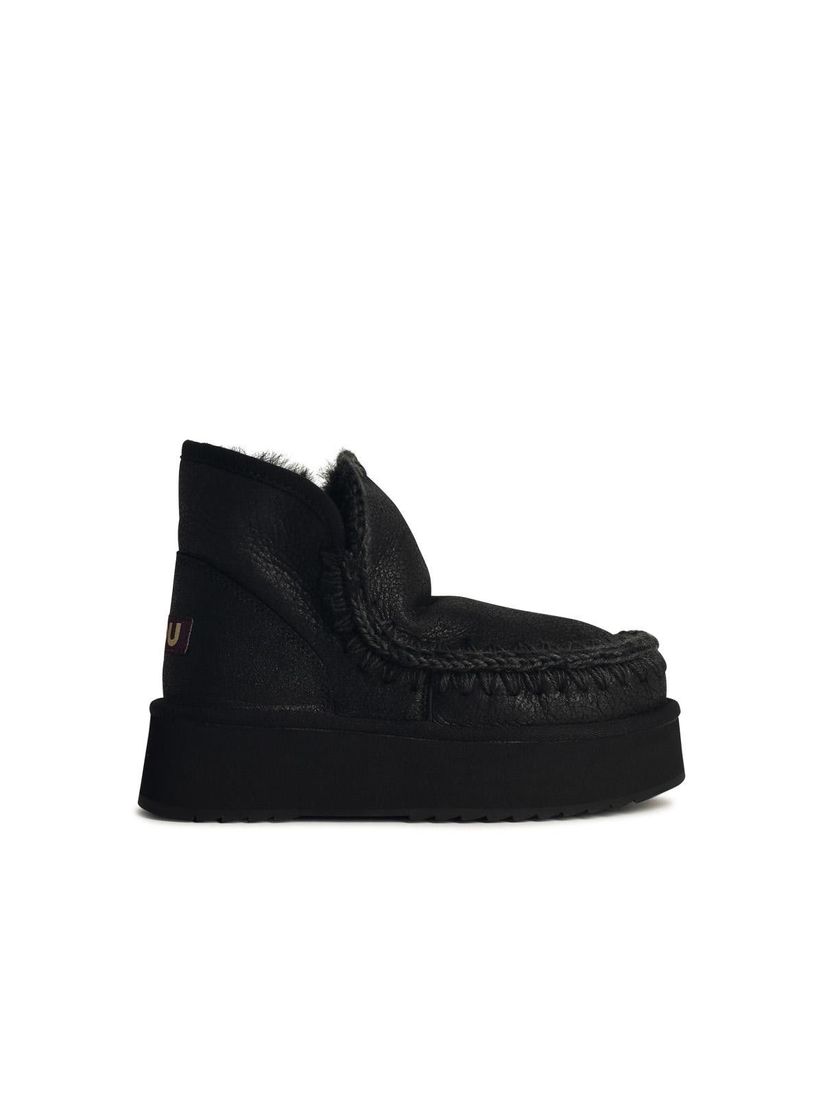 Mou MOU Eskimo 'Platform' In Black Leather Blend Size US 5 / IT 35 - 1 Thumbnail
