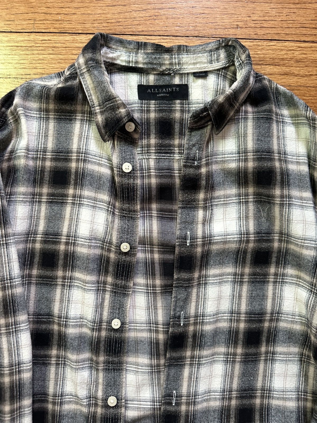 Allsaints All Saints Black / White Flannel Shirt Size US M / EU 48-50 / 2 - 2 Thumbnail