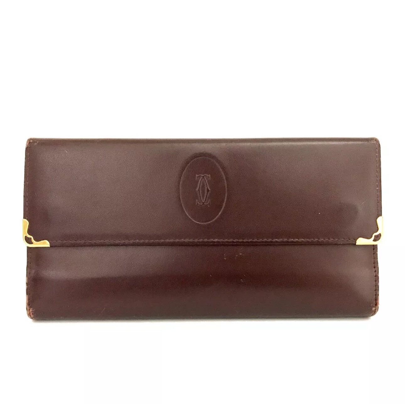 Cartier Vintage Cartier Leather Trifold Wallet Bordeaux Size ONE SIZE - 1 Thumbnail