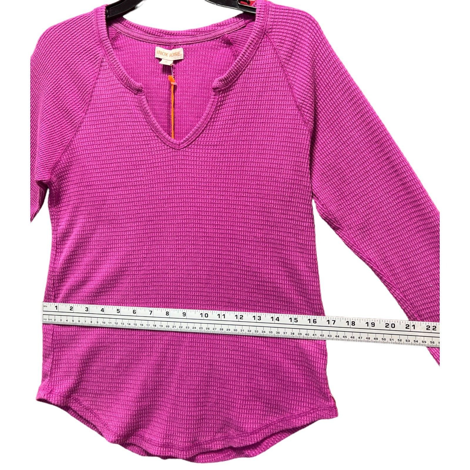 Other Knox Rose - Women's Long Sleeve Notch Neck Thermal Top - Pur Size M / US 6-8 / IT 42-44 - 6 Thumbnail