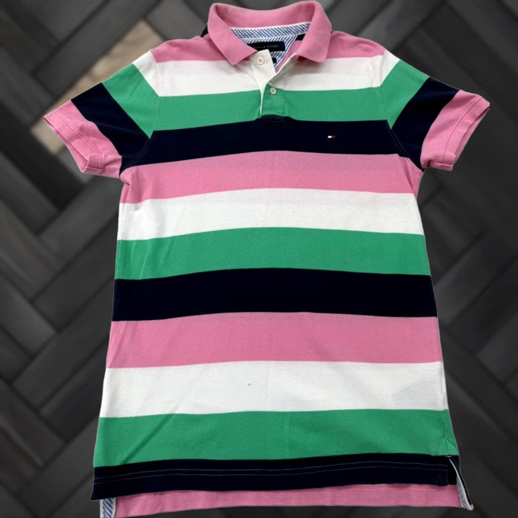 Tommy Hilfiger Tommy Hilfiger Mens M Multicolor Stripe Slim Fit Polo Cotton Shirt Size US M / EU 48-50 / 2 - 1 Thumbnail