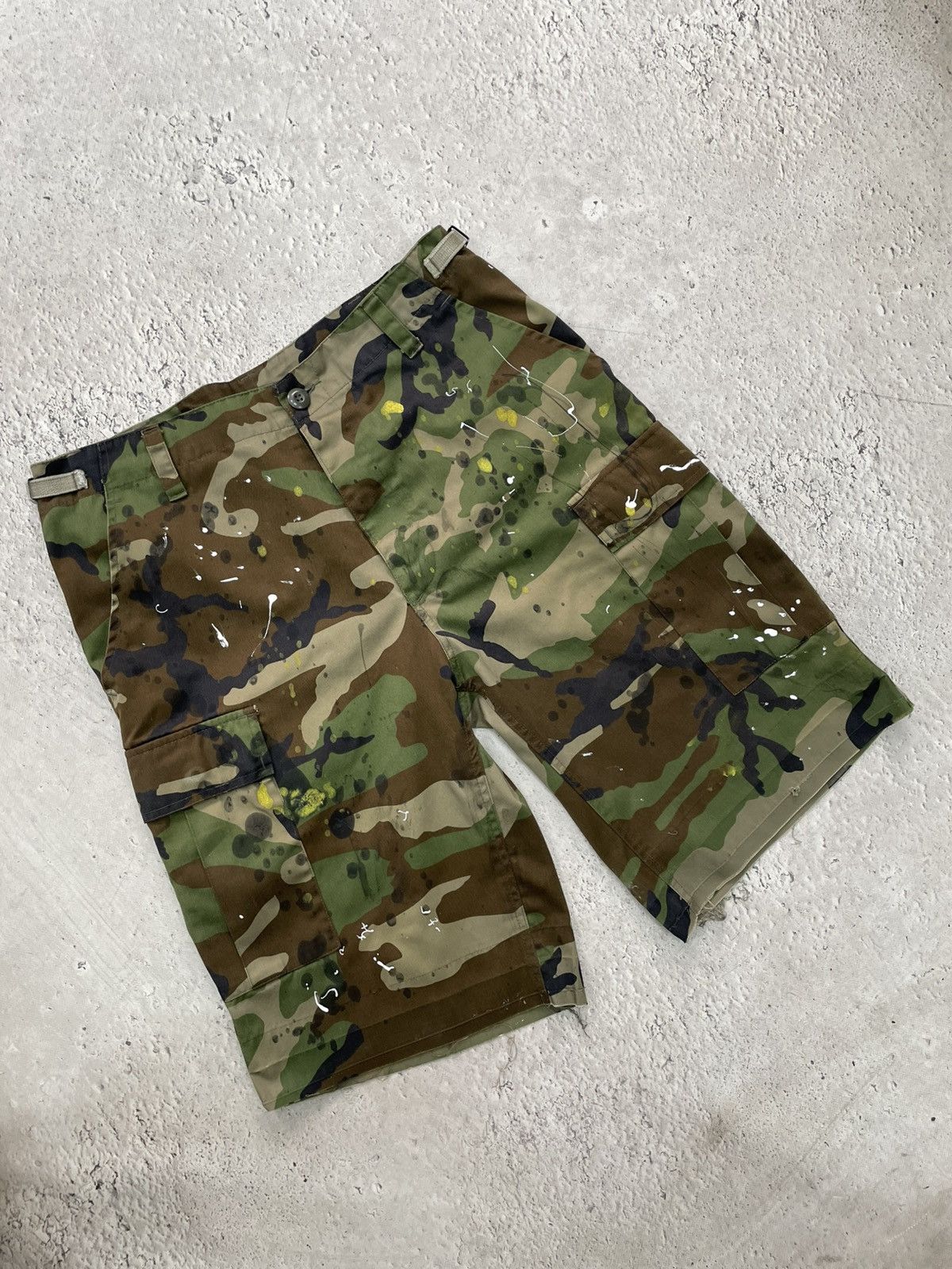 Other Vintage army military painted baggy cropped pants shorts y2k Size US 32 / EU 48 - 3 Thumbnail