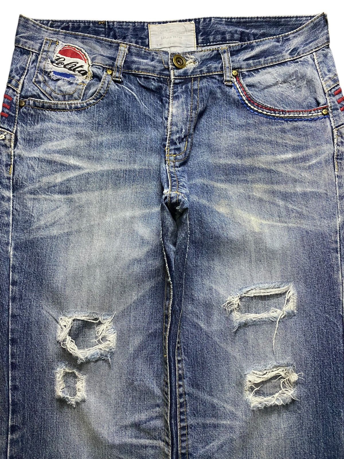 Beauty Beast Vintage 80’s Lolita Pepsi Cola Embroidered Baggy Jeans Size US 35 - 4 Thumbnail