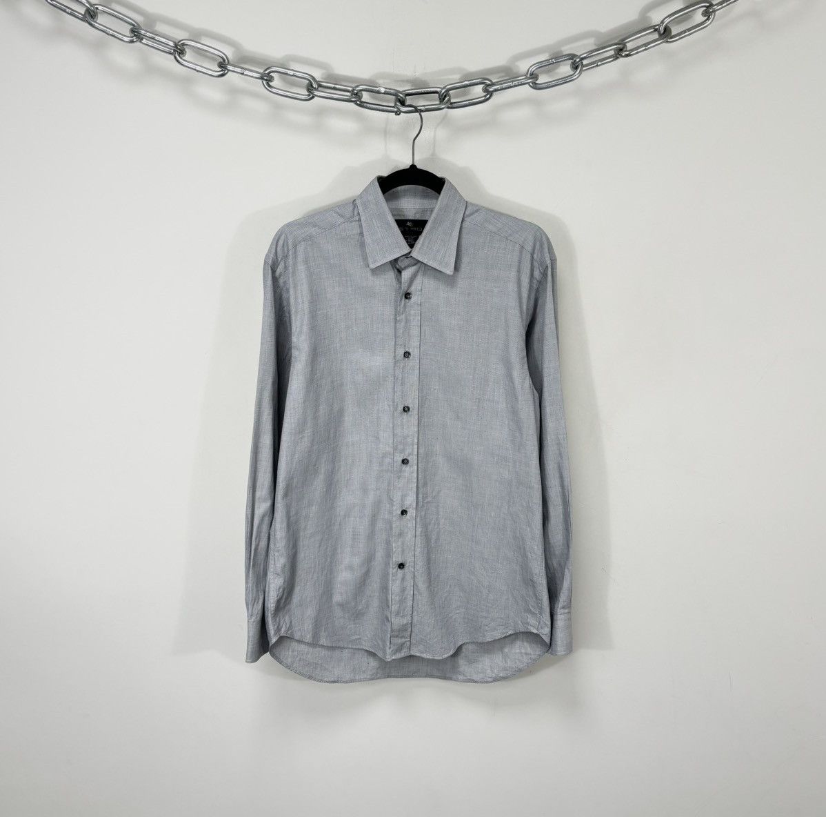 Etro Vintage Etro Men’s Gray Italian Luxury Button Up Dress Shirt Size US M / EU 48-50 / 2 - 1 Thumbnail